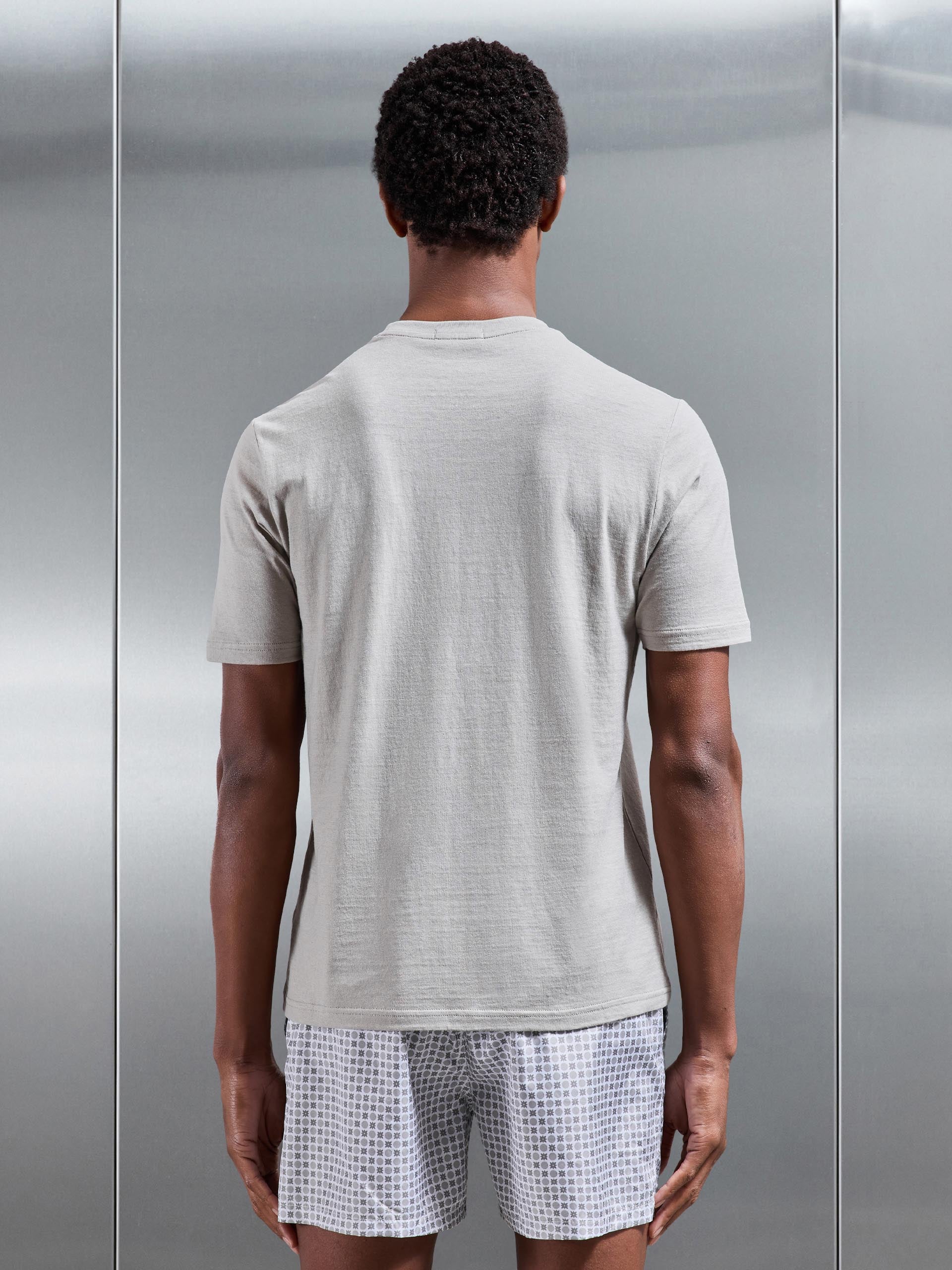 Mens Linen Blend T-Shirt in Stone