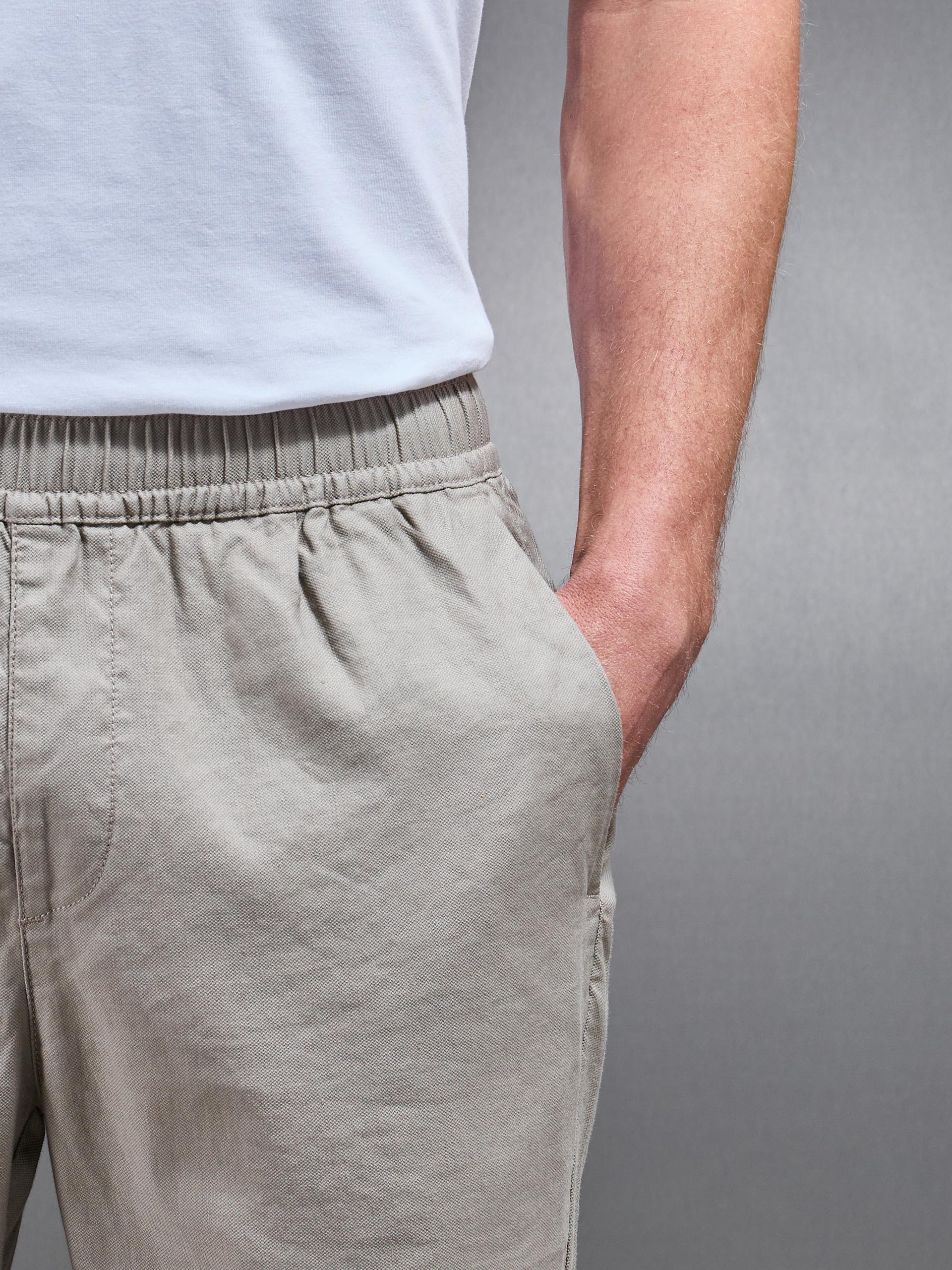 Mens Linen Drawstring Trouser in Light Sage
