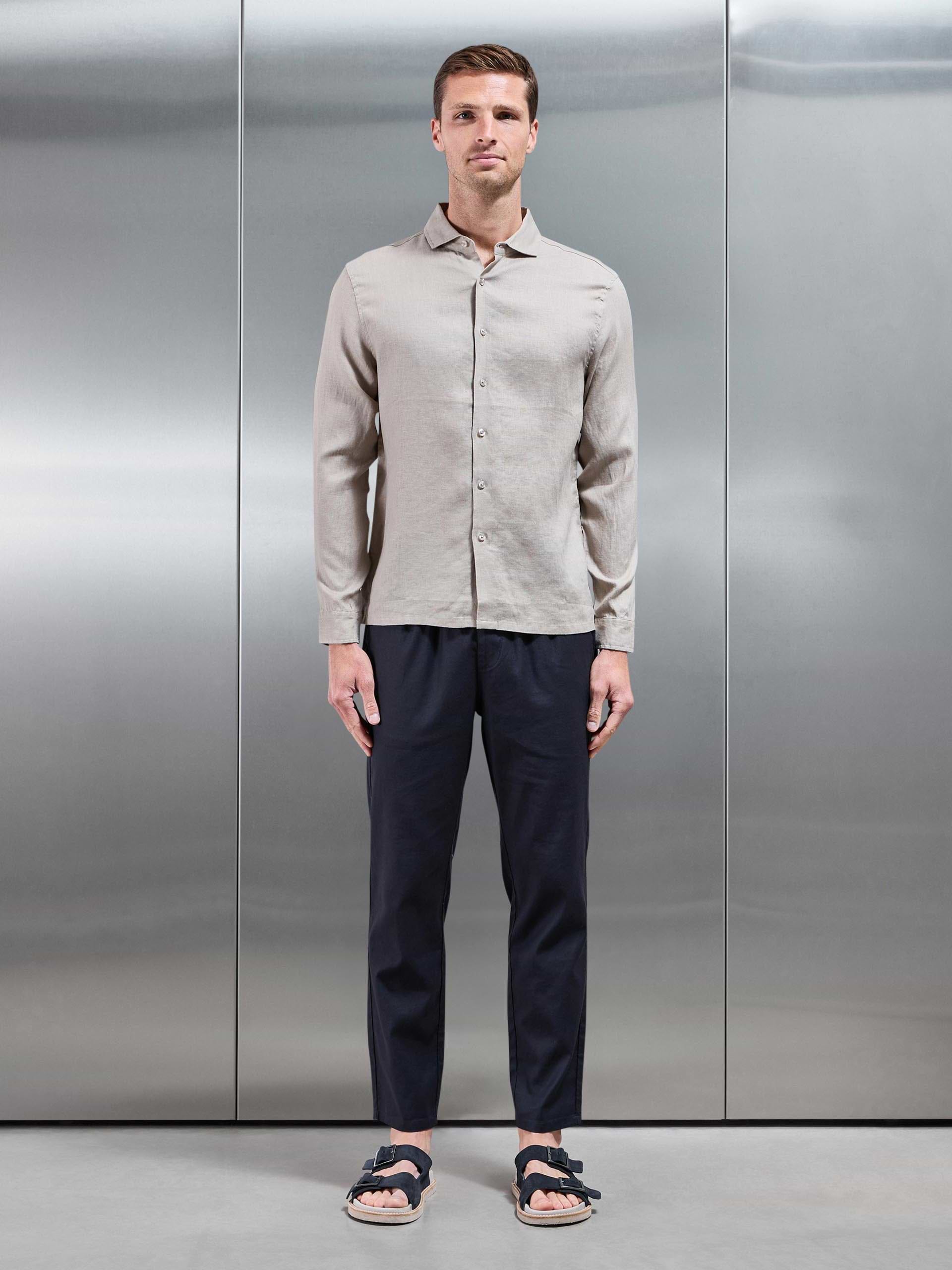 Mens Linen Drawstring Trouser in Navy