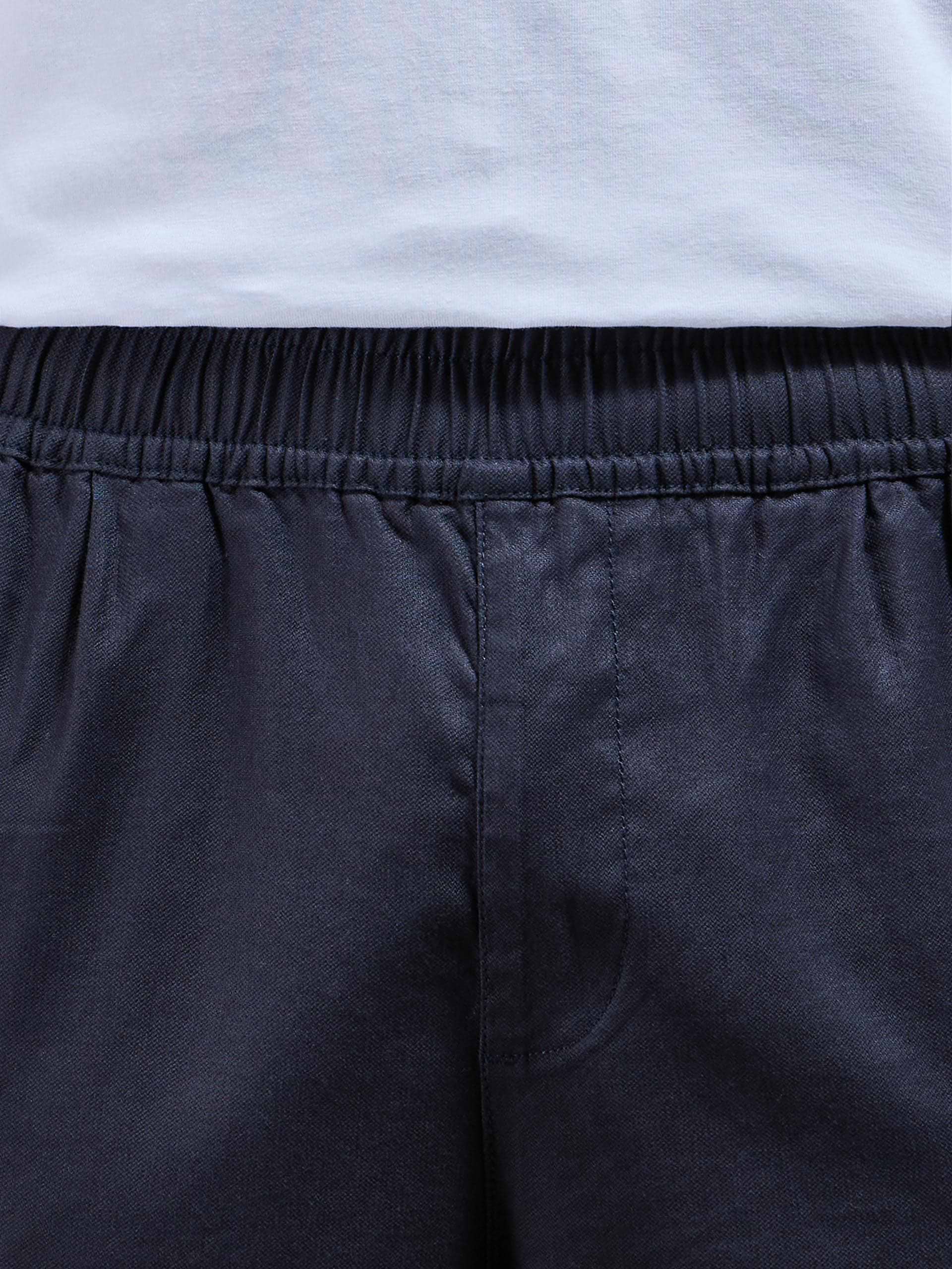 Linen Drawstring Trouser in Navy