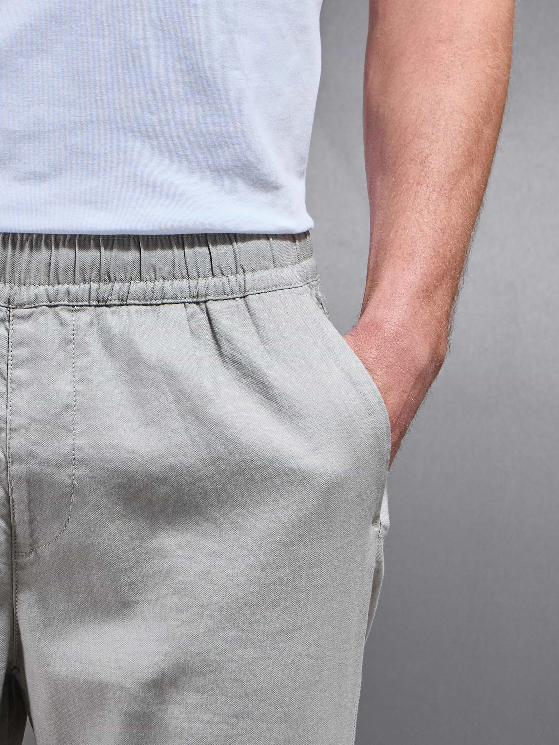 Linen Drawstring Trouser in Stone