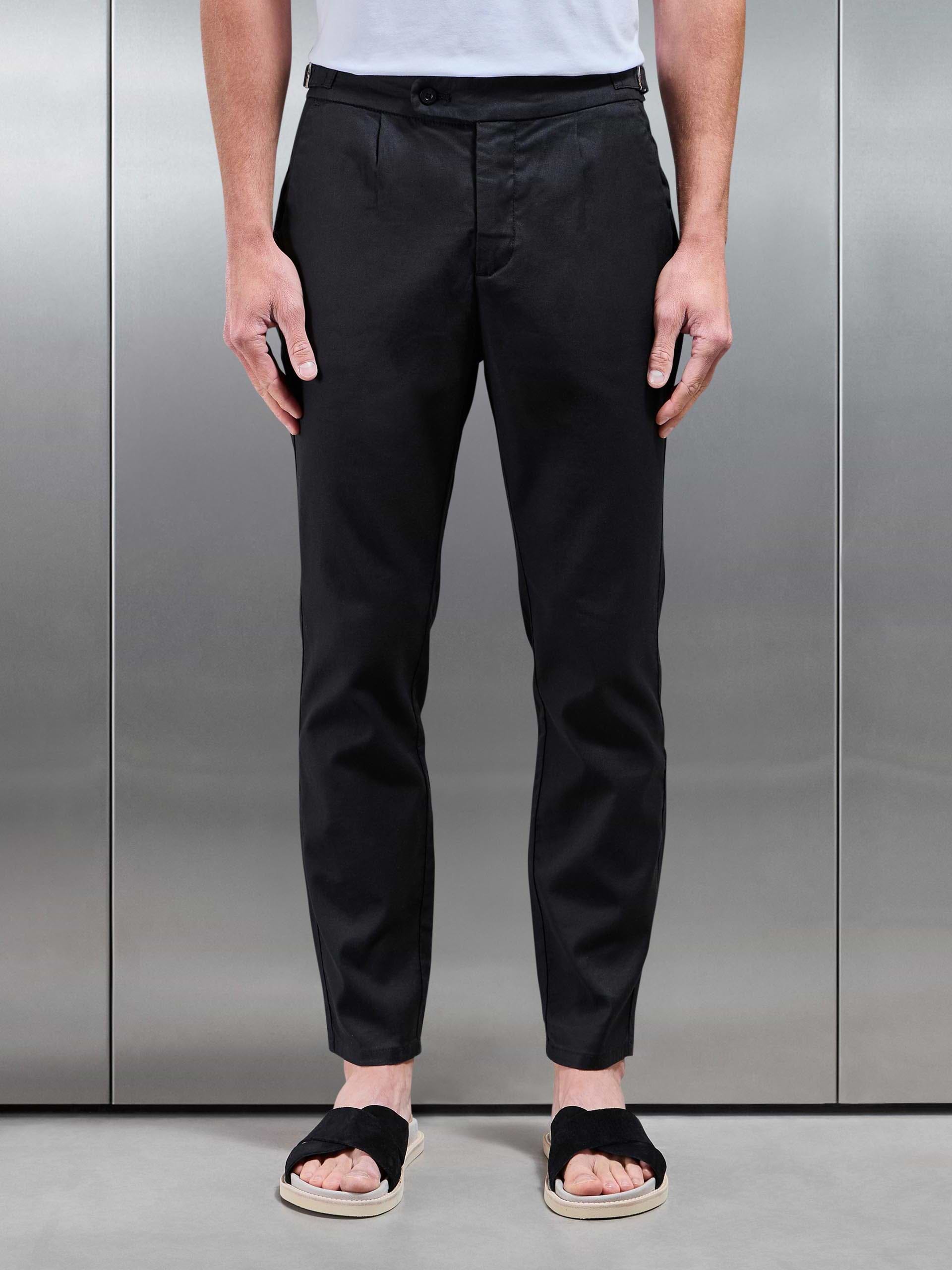Linen Tailored Trouser in Black