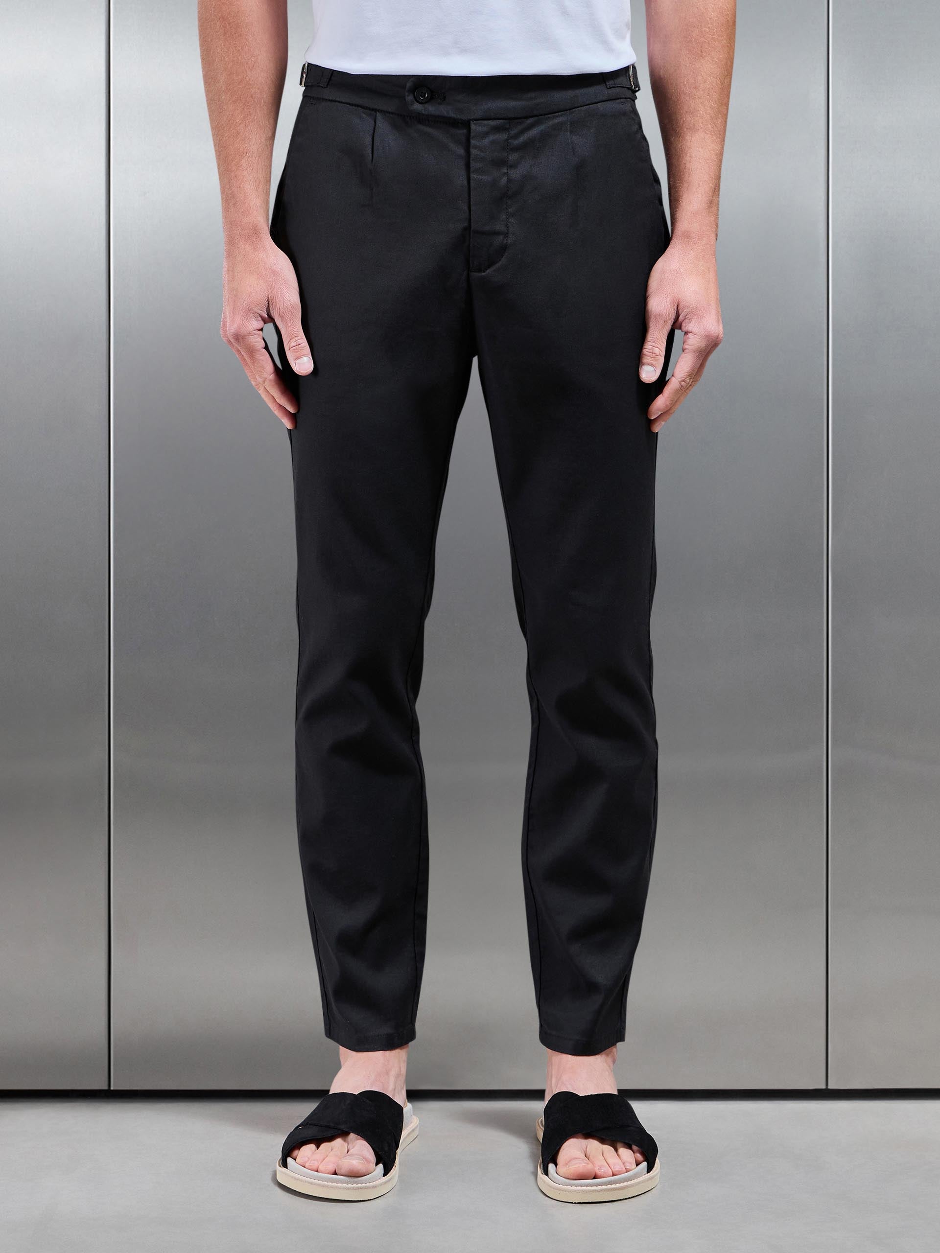 Mens Linen Tailored Trouser in Black