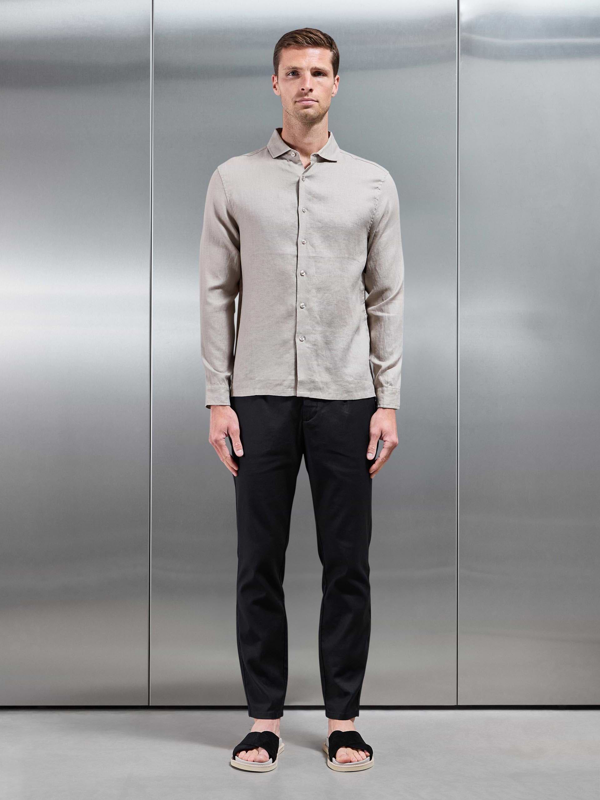 Mens Linen Tailored Trouser in Black