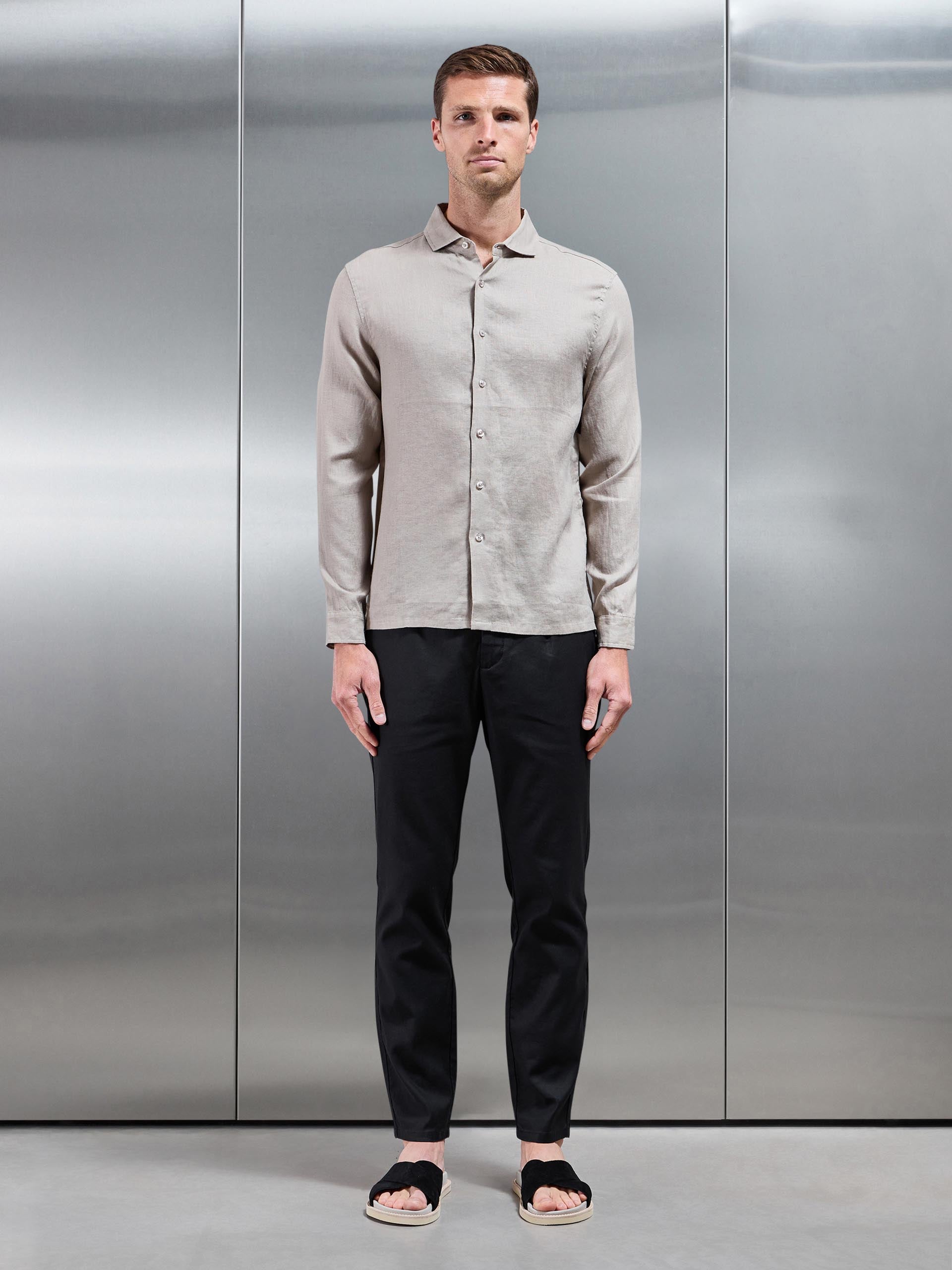Mens Linen Tailored Trouser in Black