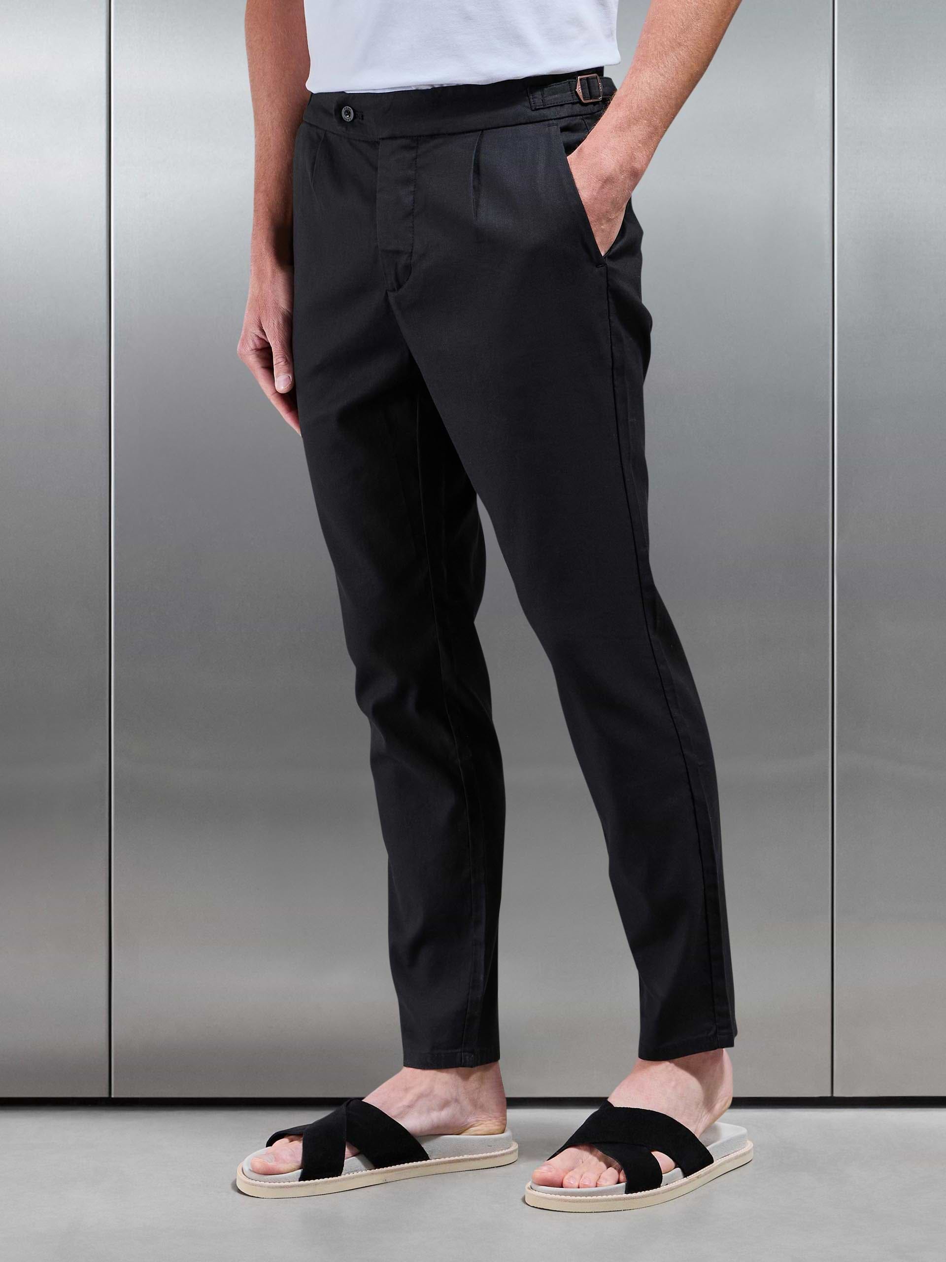 Linen Tailored Trouser in Black