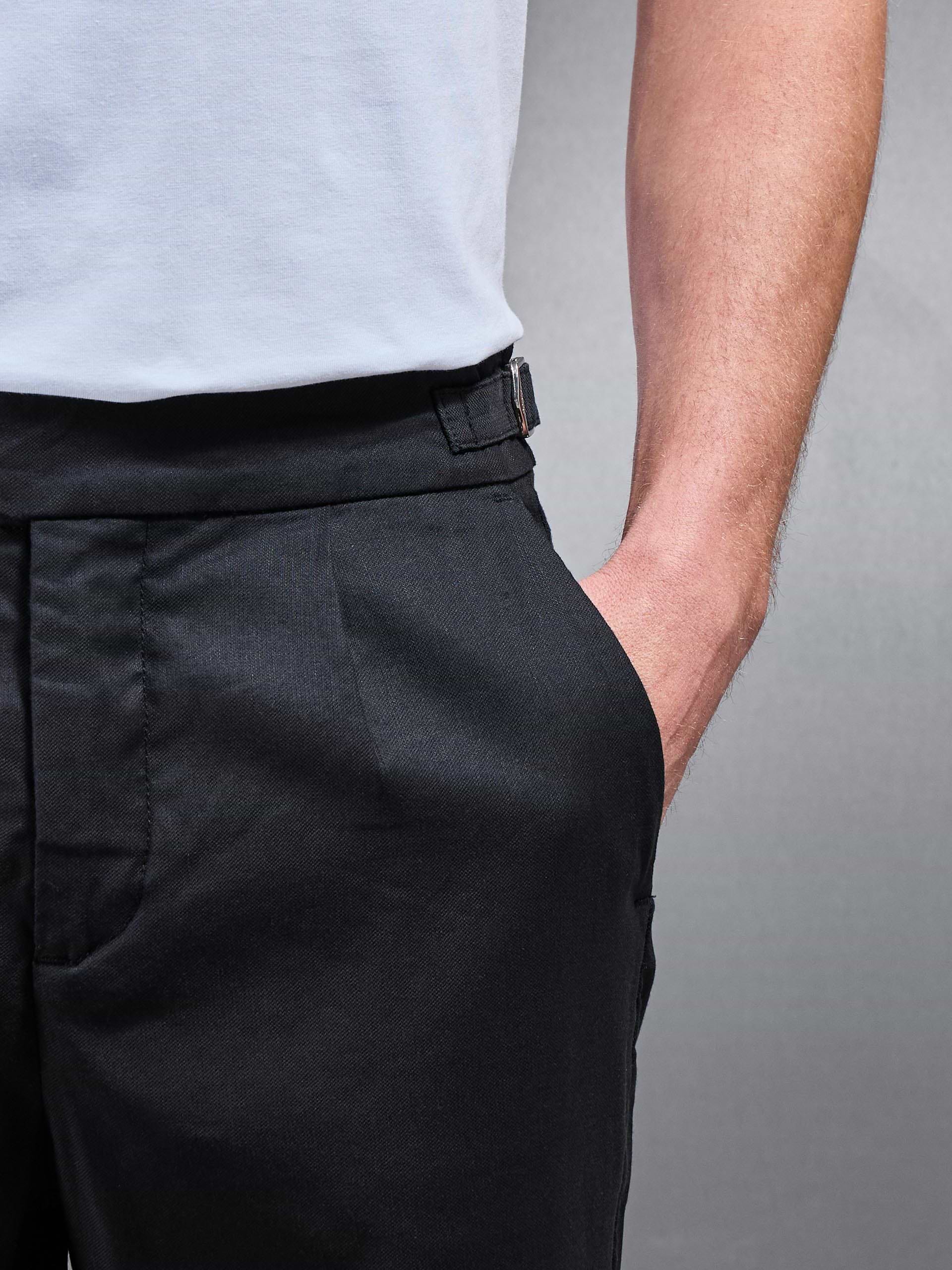 Linen Tailored Trouser in Black