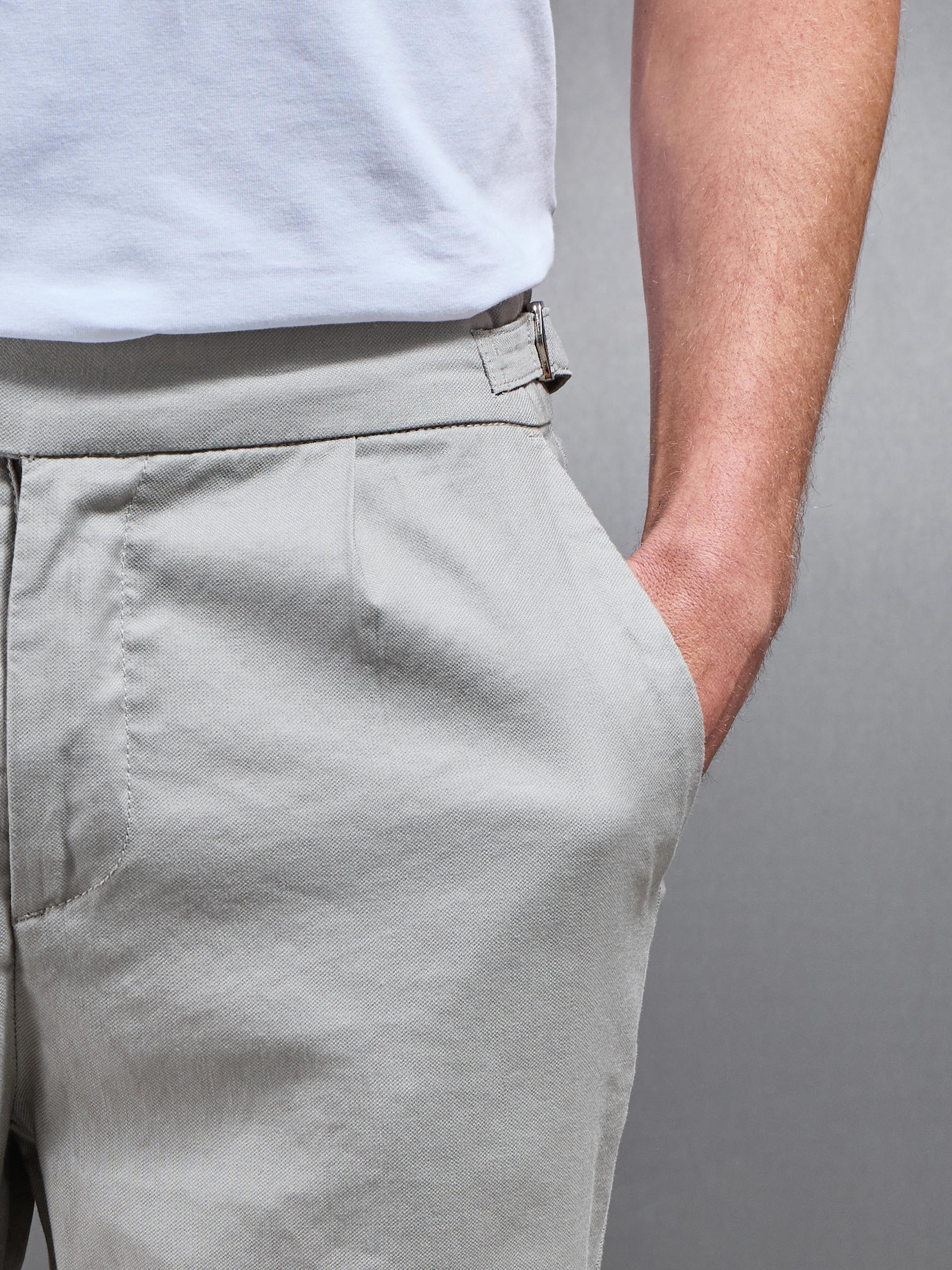Mens Linen Tailored Trouser in Stone