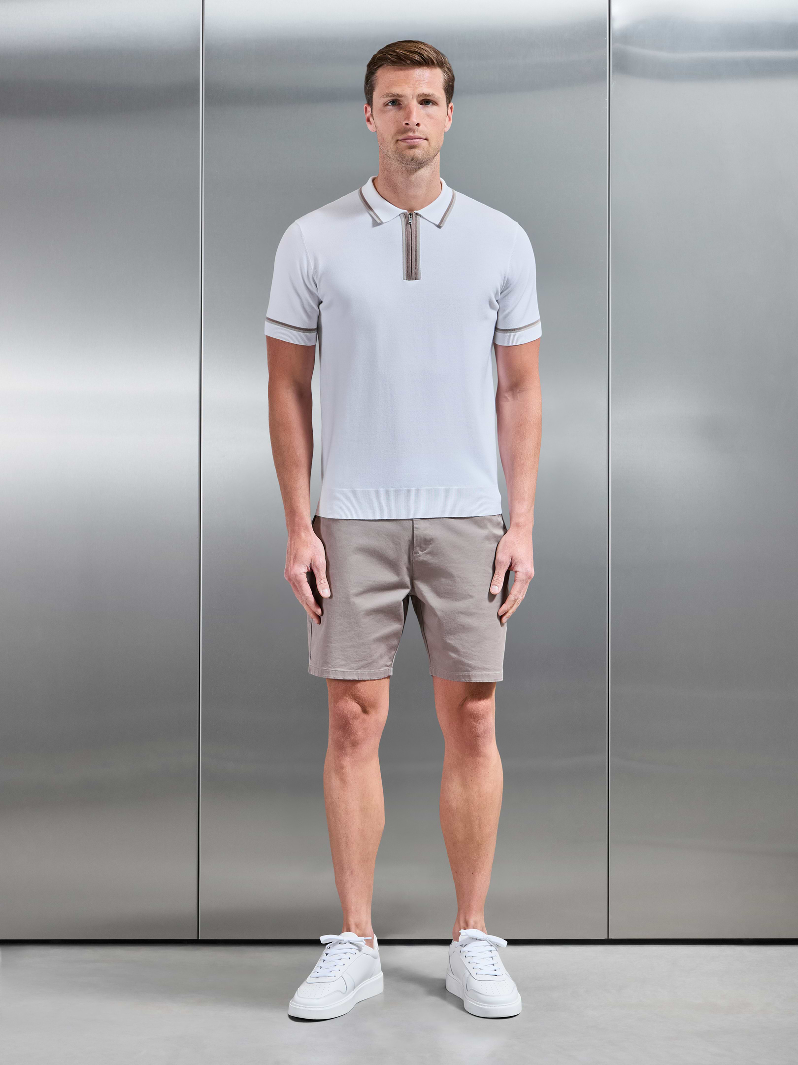 Loro Tipped Polo Shirt in White