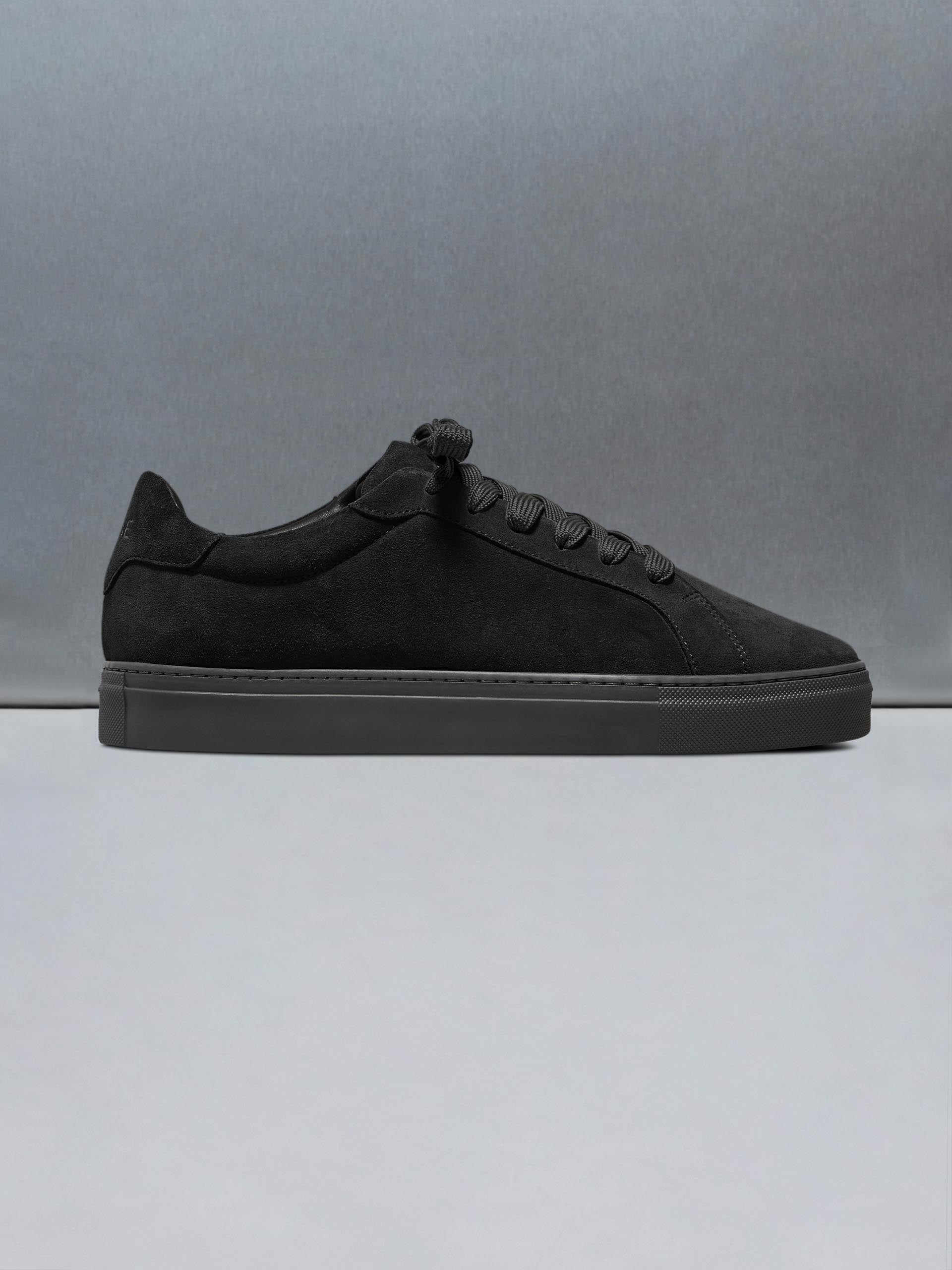 Mens Low Essential Suede Trainer in Triple Black