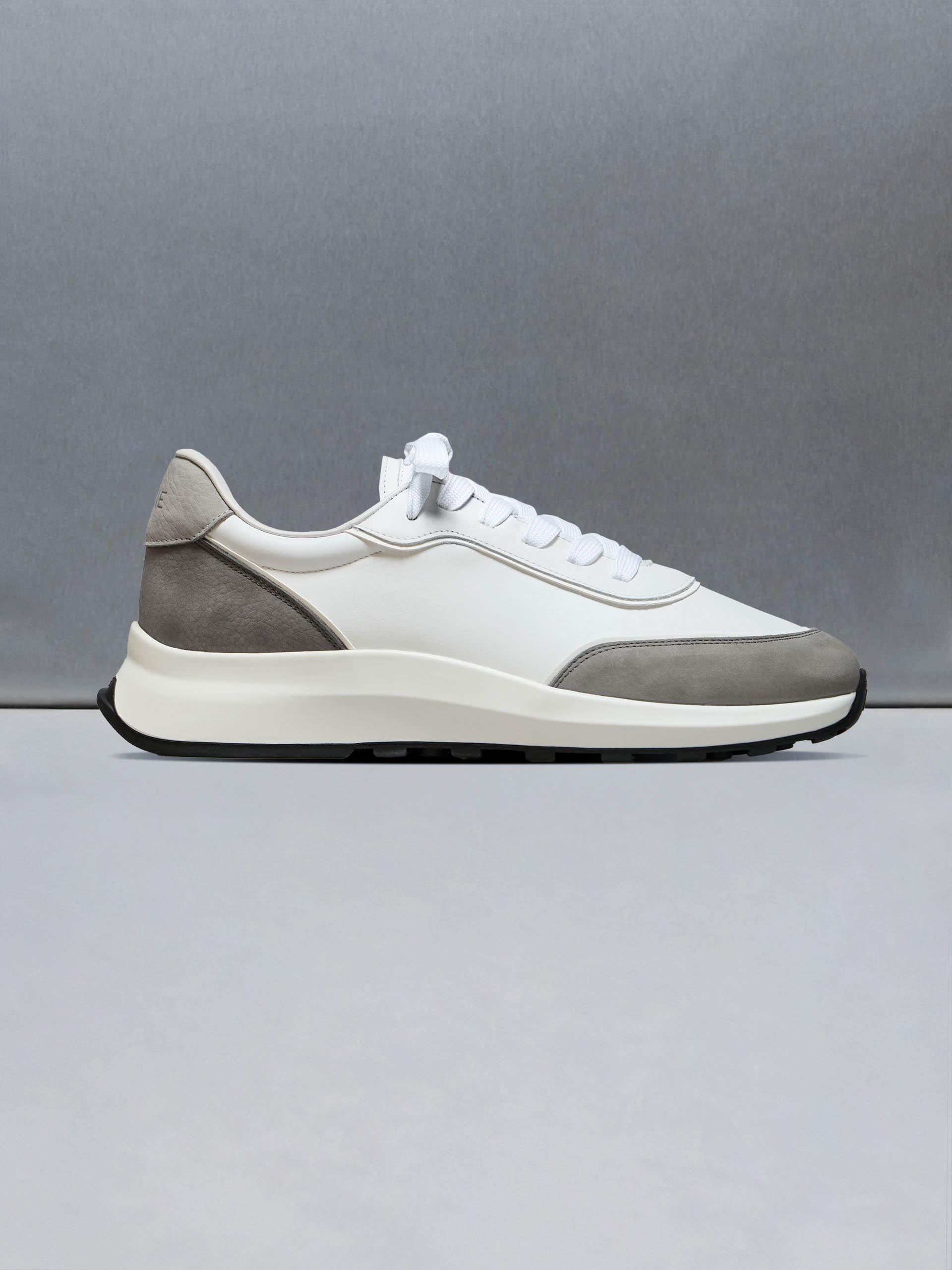 Mens Low Runner in White Slate Grey