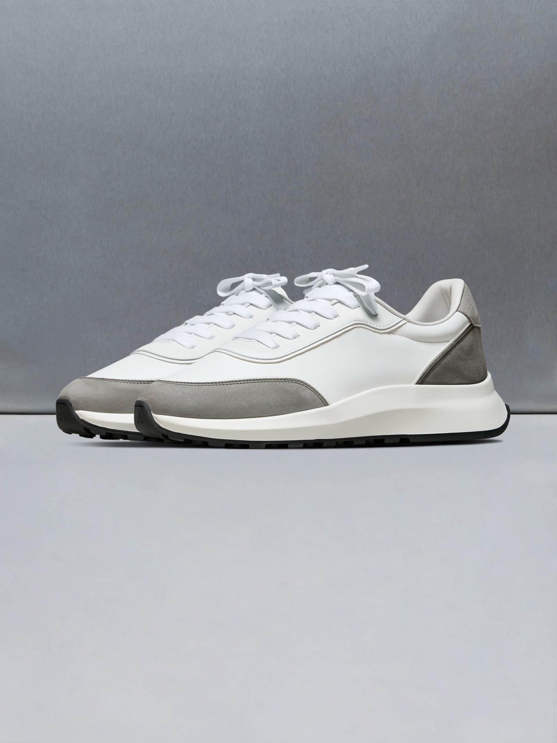 Mens Low Runner in White Slate Grey