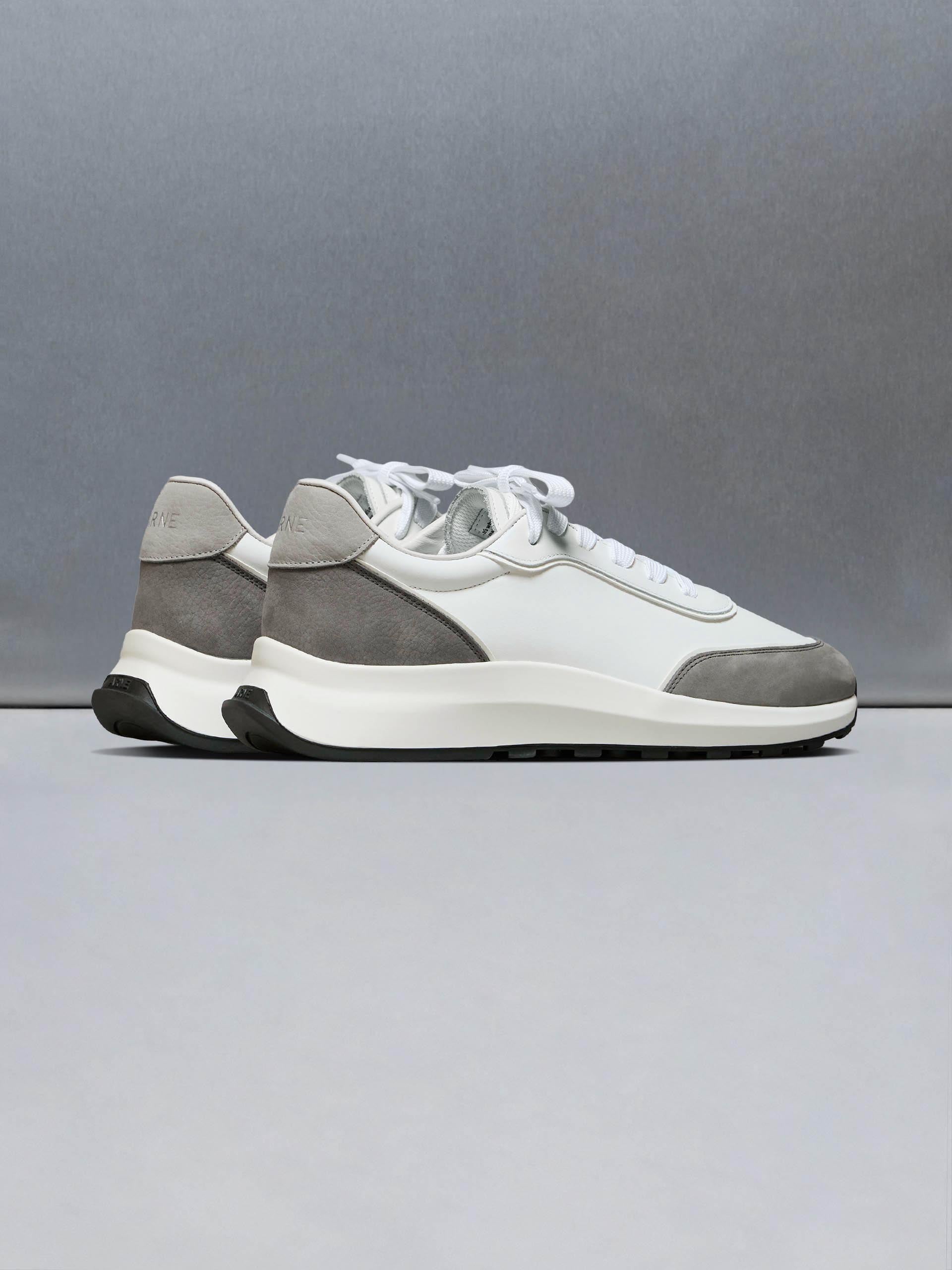 Mens Low Runner in White Slate Grey