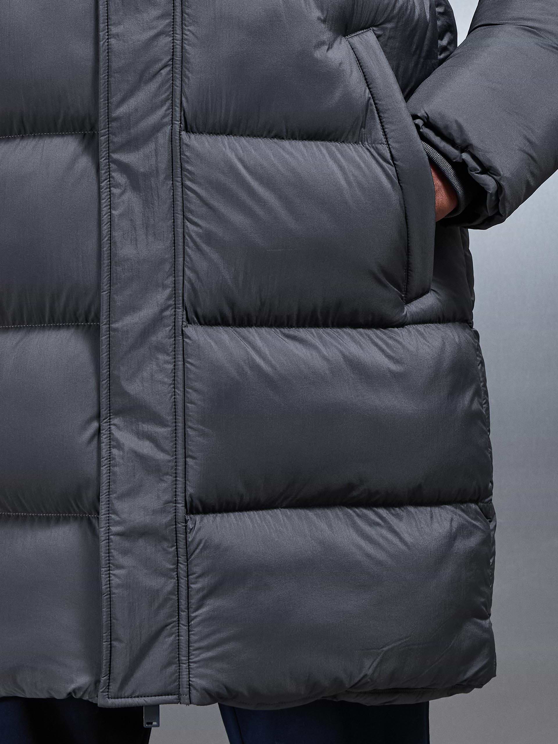 Matte Mid Length Puffer Jacket in Grey