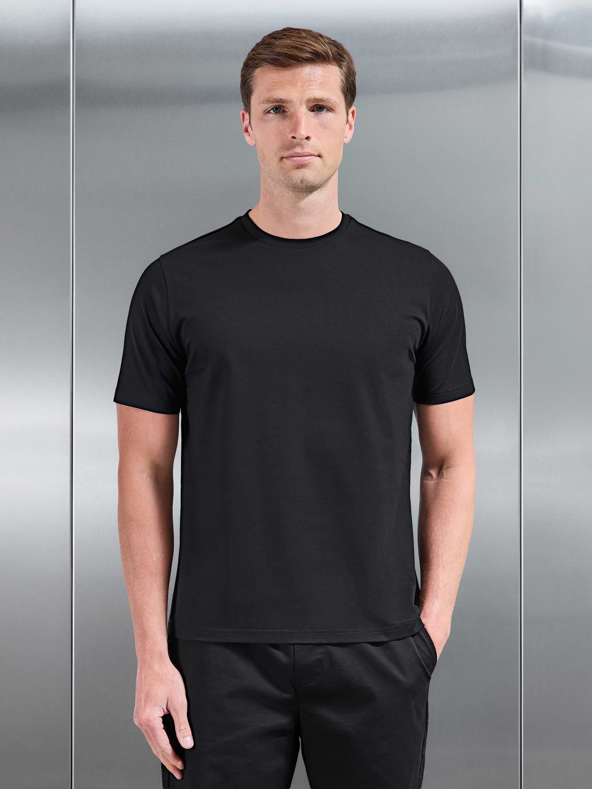 Mercerised Cotton T-Shirt in Black