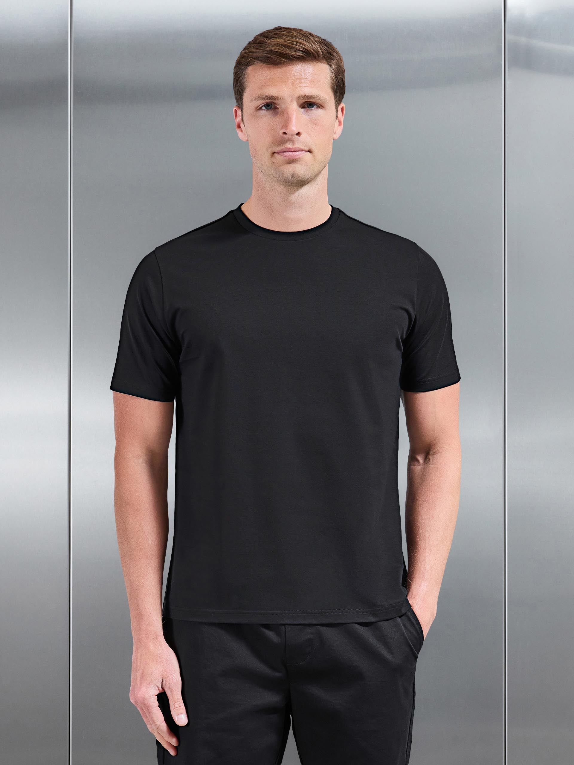 Mens Mercerised Cotton T-Shirt in Black