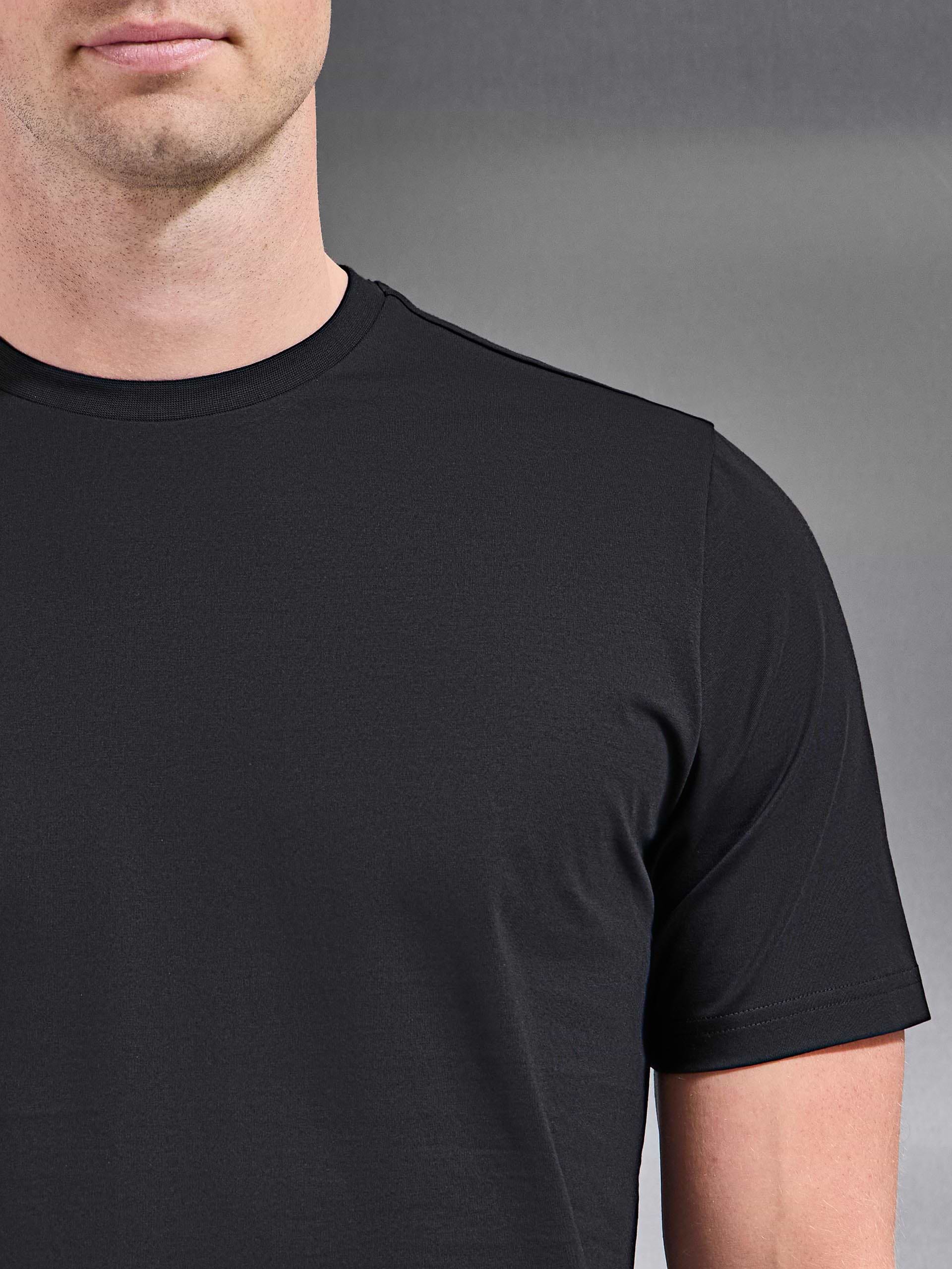 Mercerised Cotton T-Shirt in Black