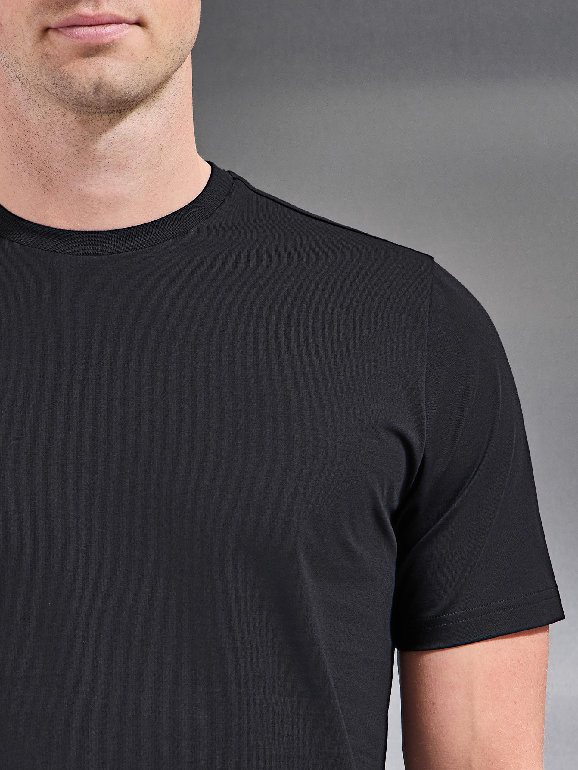 Mens Mercerised Cotton T-Shirt in Black