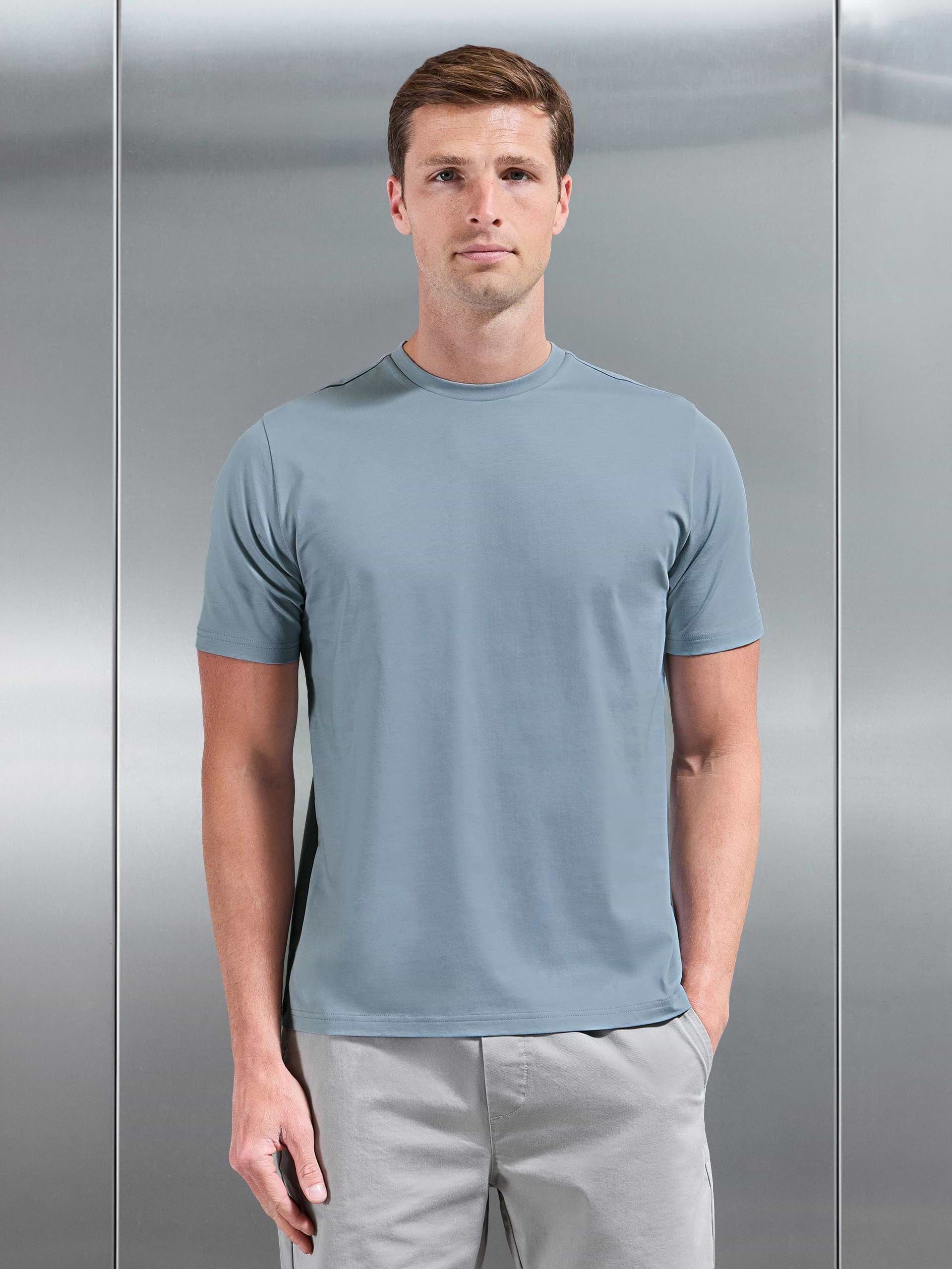 Mercerised Cotton T-Shirt in Light Blue