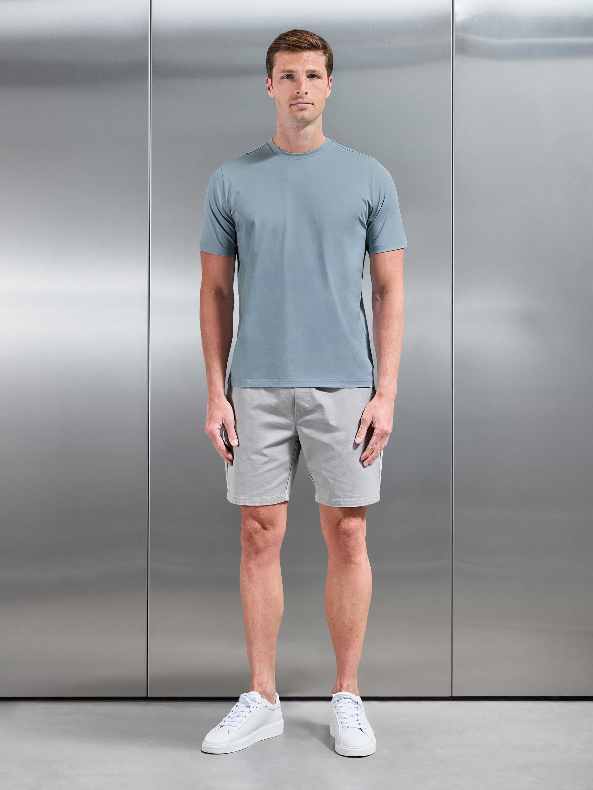 Mens Mercerised Cotton T-Shirt in Light Blue