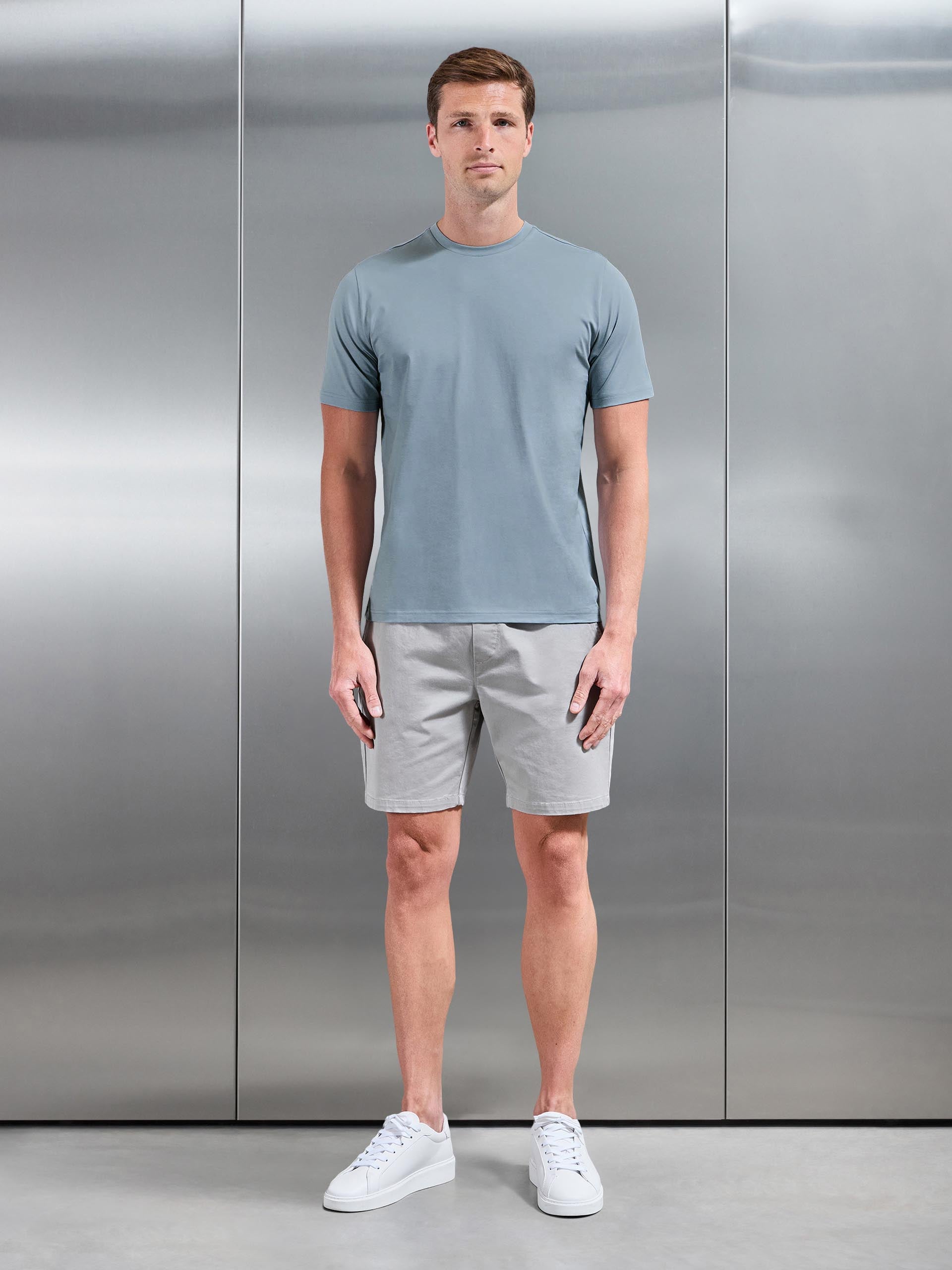 Mens Mercerised Cotton T-Shirt in Light Blue