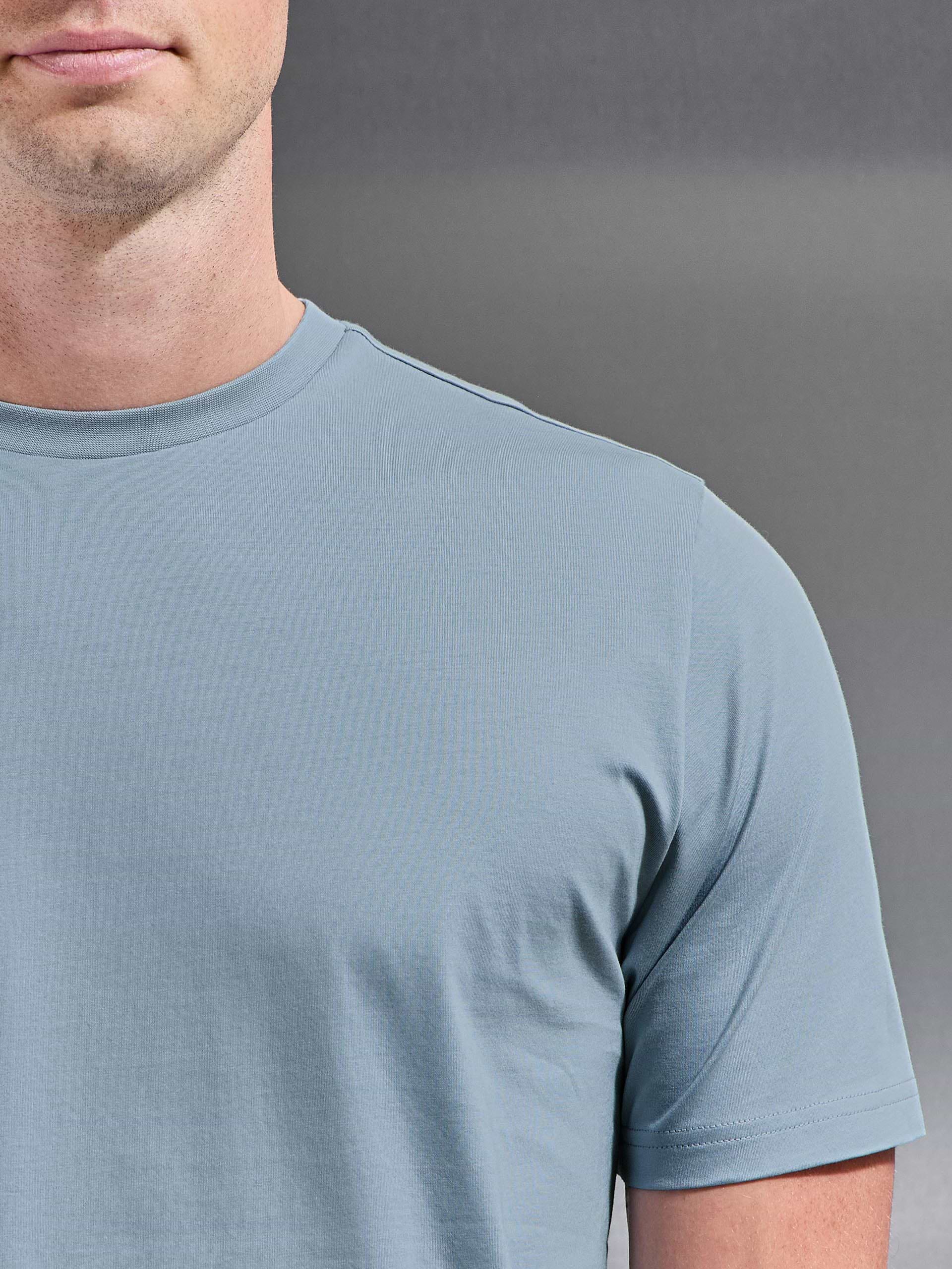 Mercerised Cotton T-Shirt in Light Blue