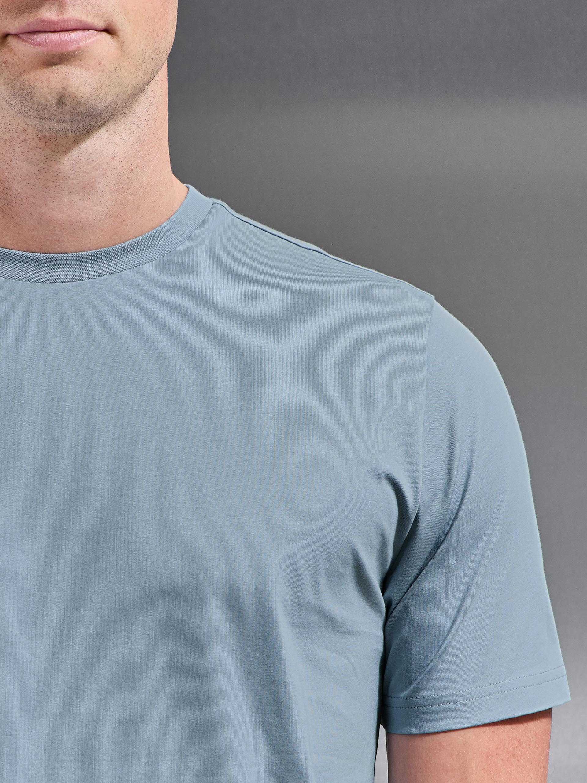 Mens Mercerised Cotton T-Shirt in Light Blue