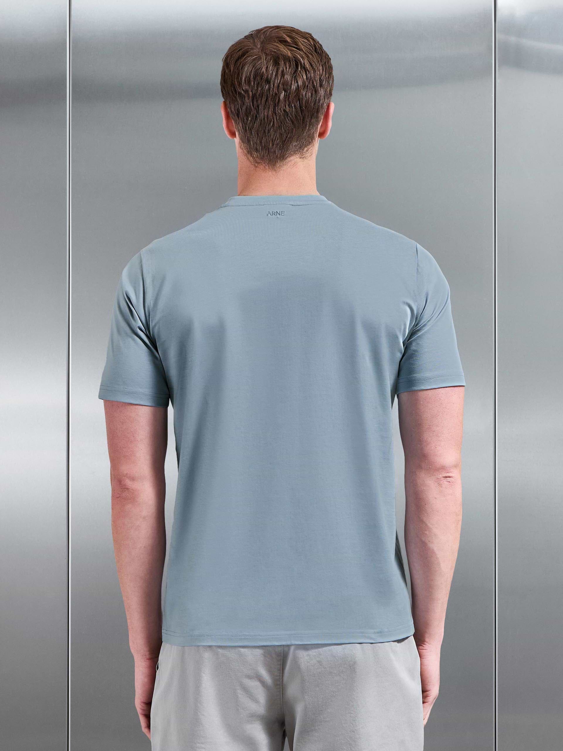 Mercerised Cotton T-Shirt in Light Blue