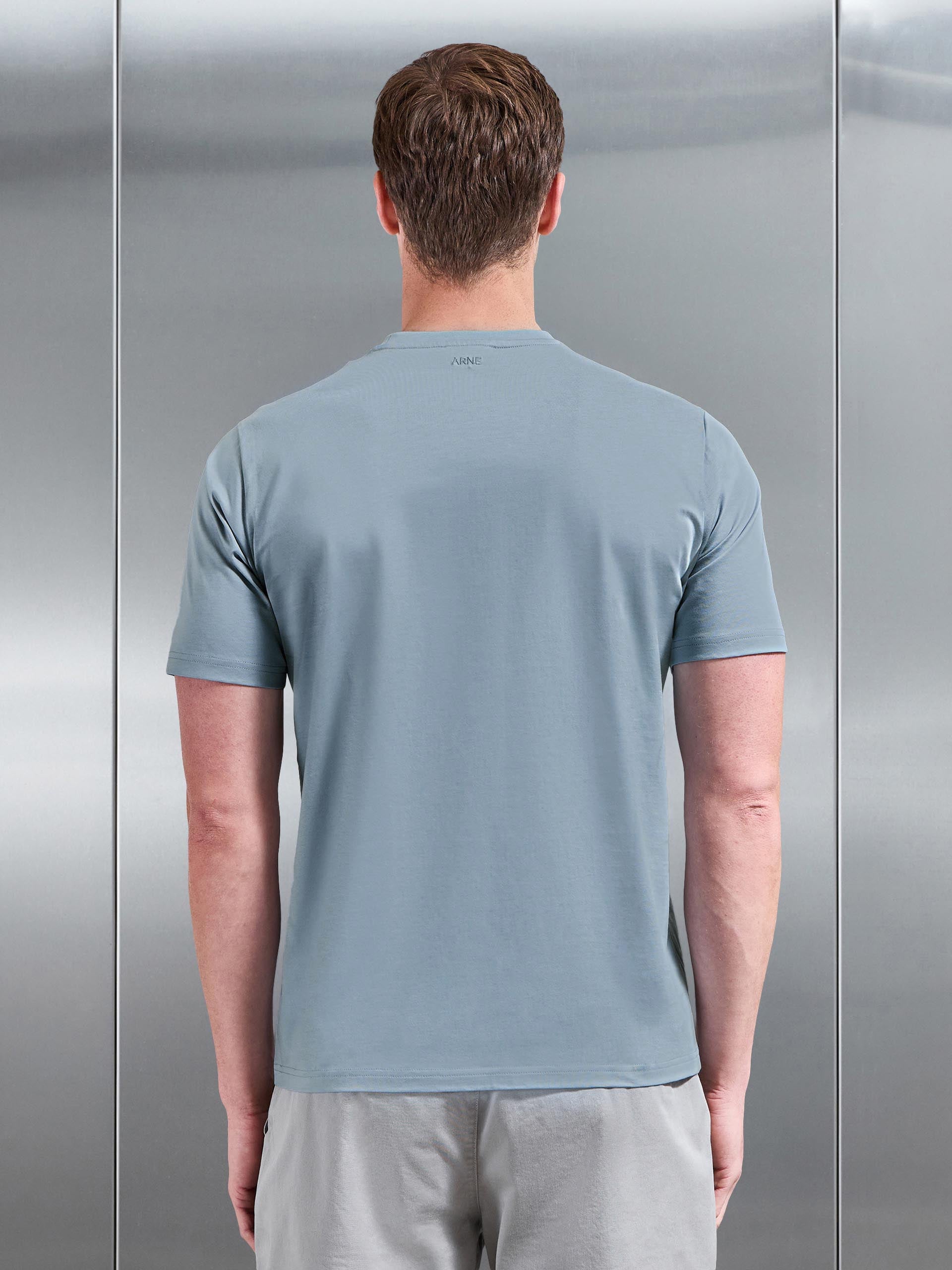 Mens Mercerised Cotton T-Shirt in Light Blue