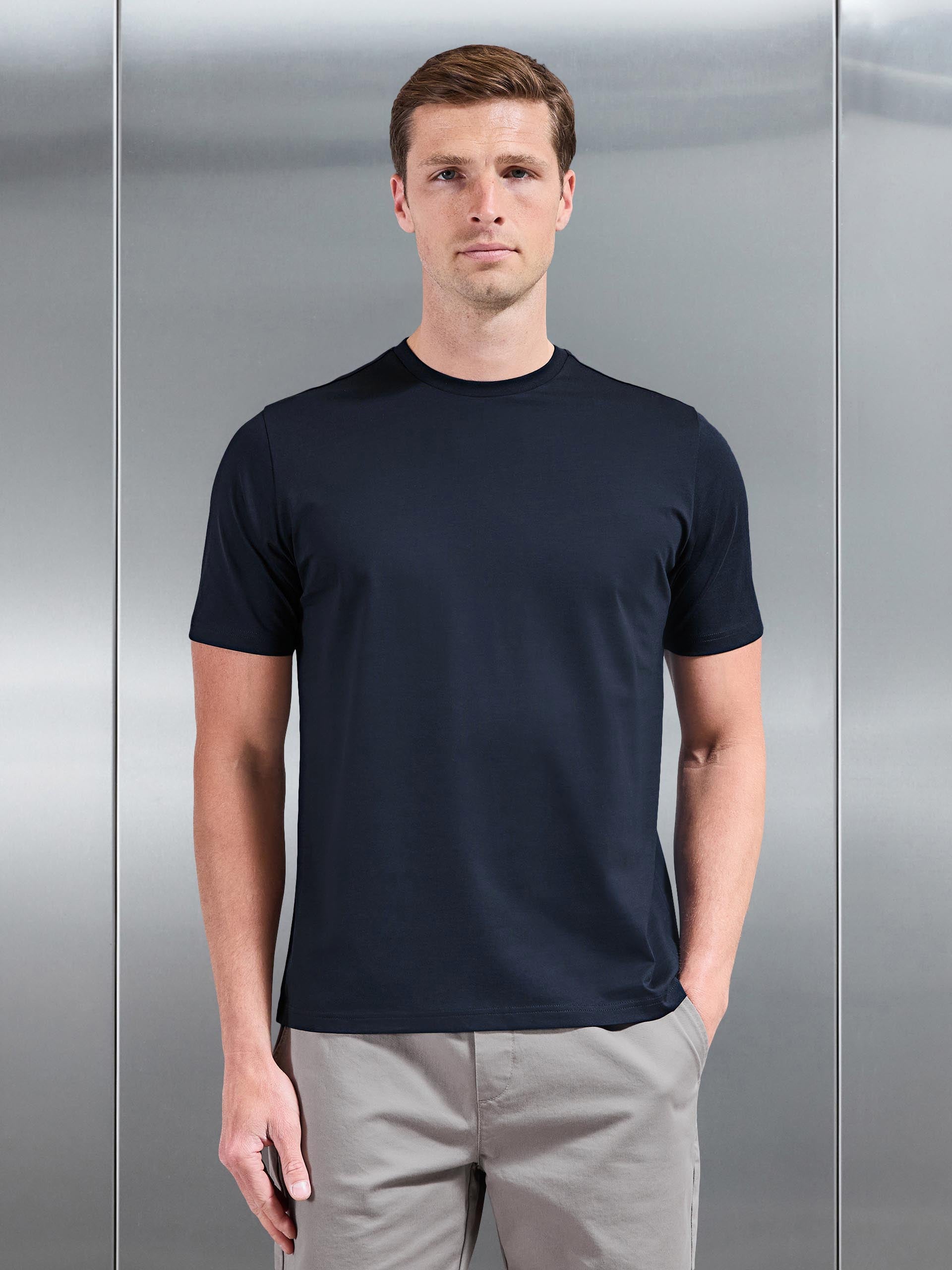 Mens Mercerised Cotton T-Shirt in Navy