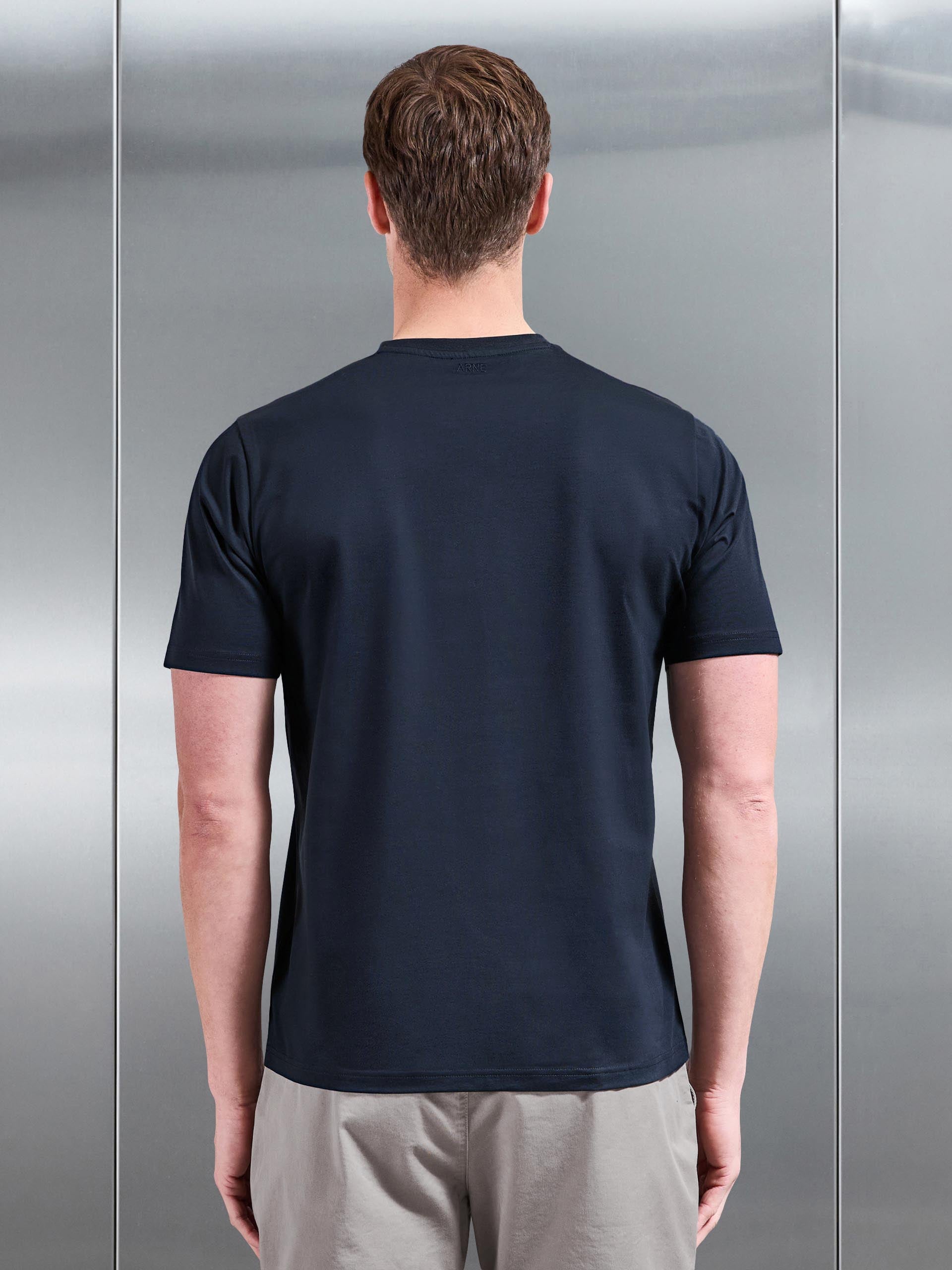 Mens Mercerised Cotton T-Shirt in Navy
