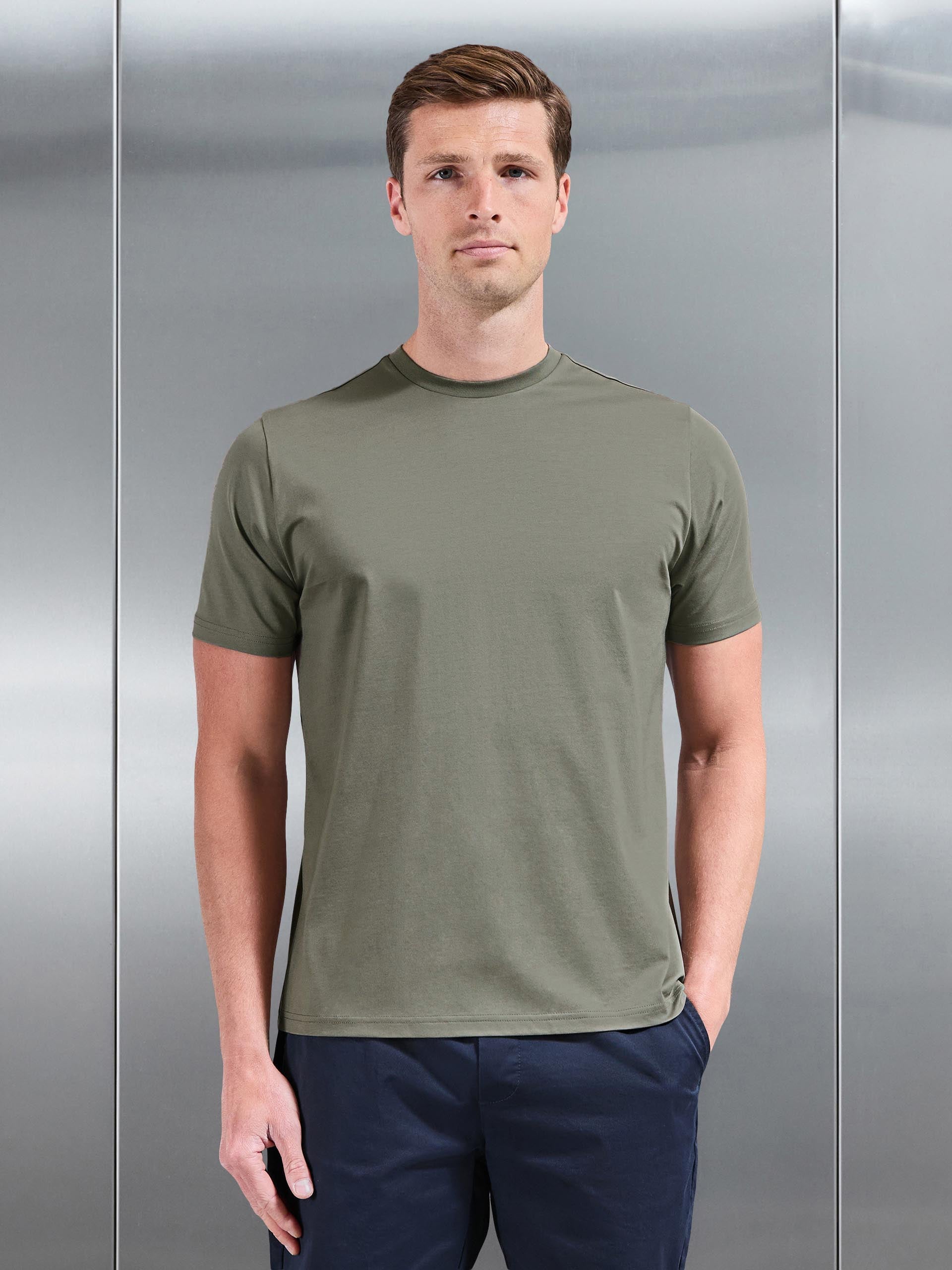Mens Mercerised Cotton T-Shirt in Sage