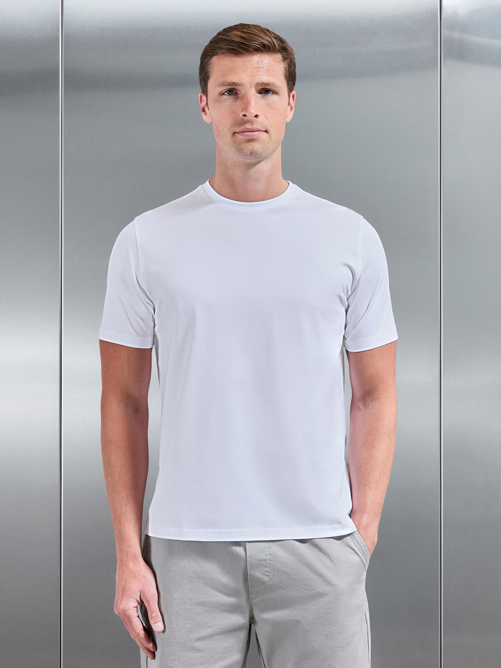 Mens Mercerised Cotton T-Shirt in White