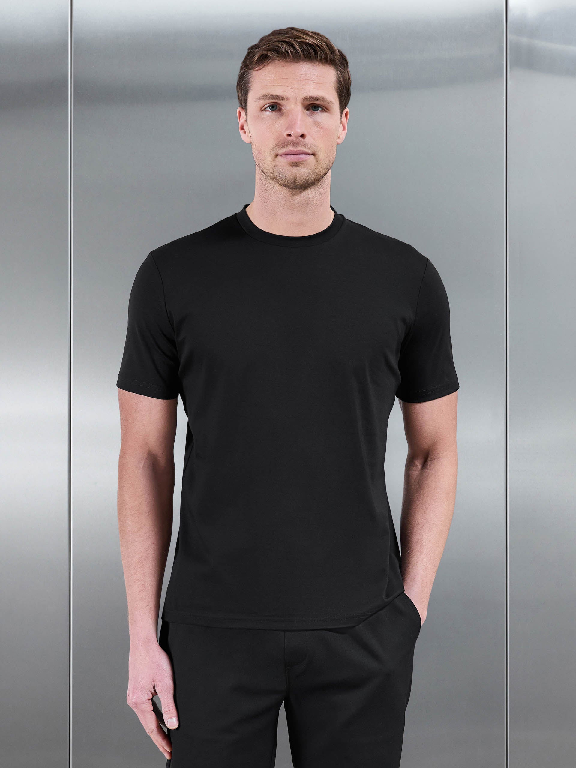 Mens Mercerised Interlock T-Shirt in Black