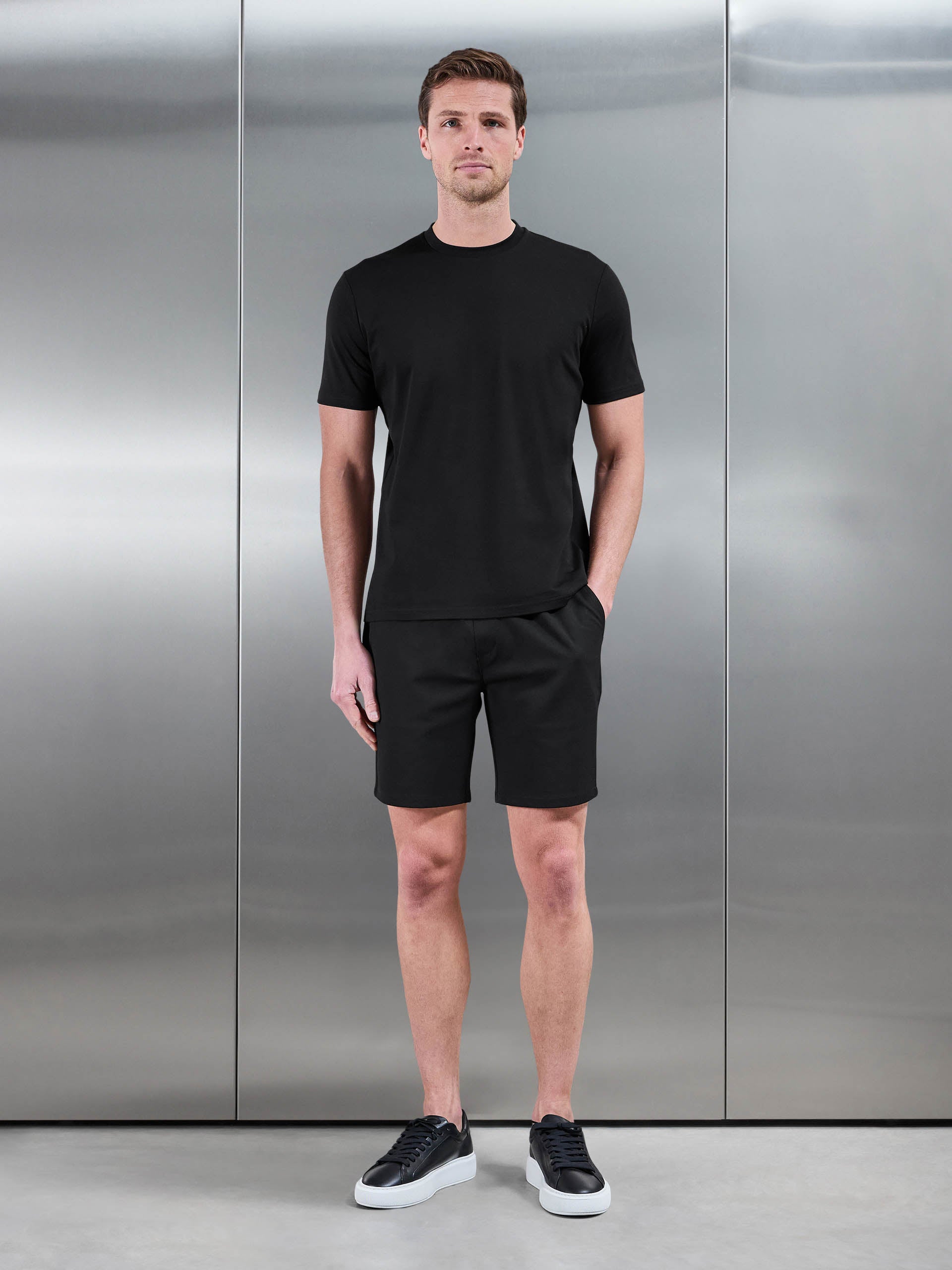 Mens Mercerised Interlock T-Shirt in Black