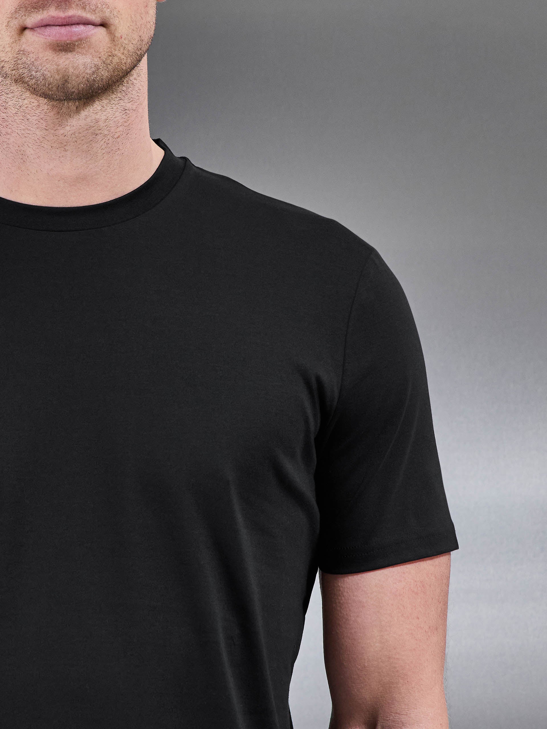 Mens Mercerised Interlock T-Shirt in Black