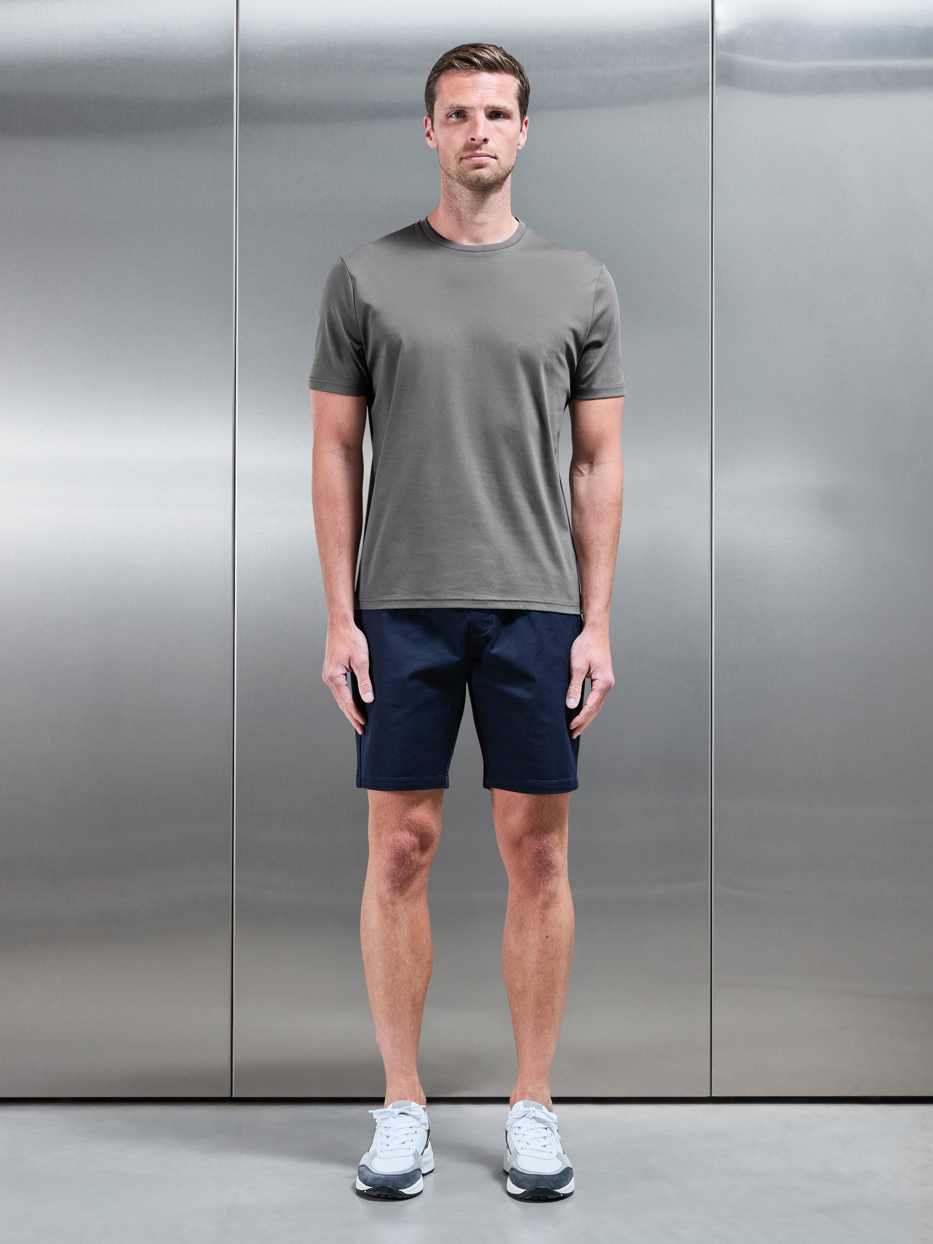 Mens Mercerised Interlock T-Shirt in Grey