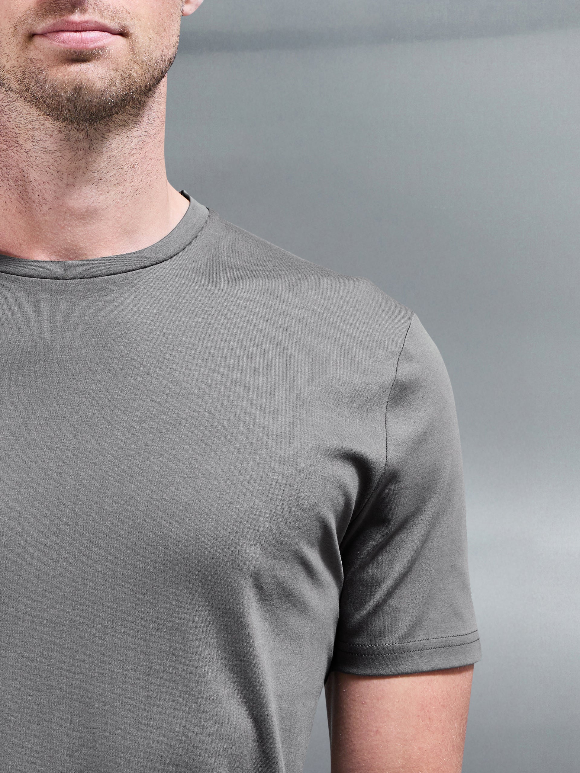 Mens Mercerised Interlock T-Shirt in Grey