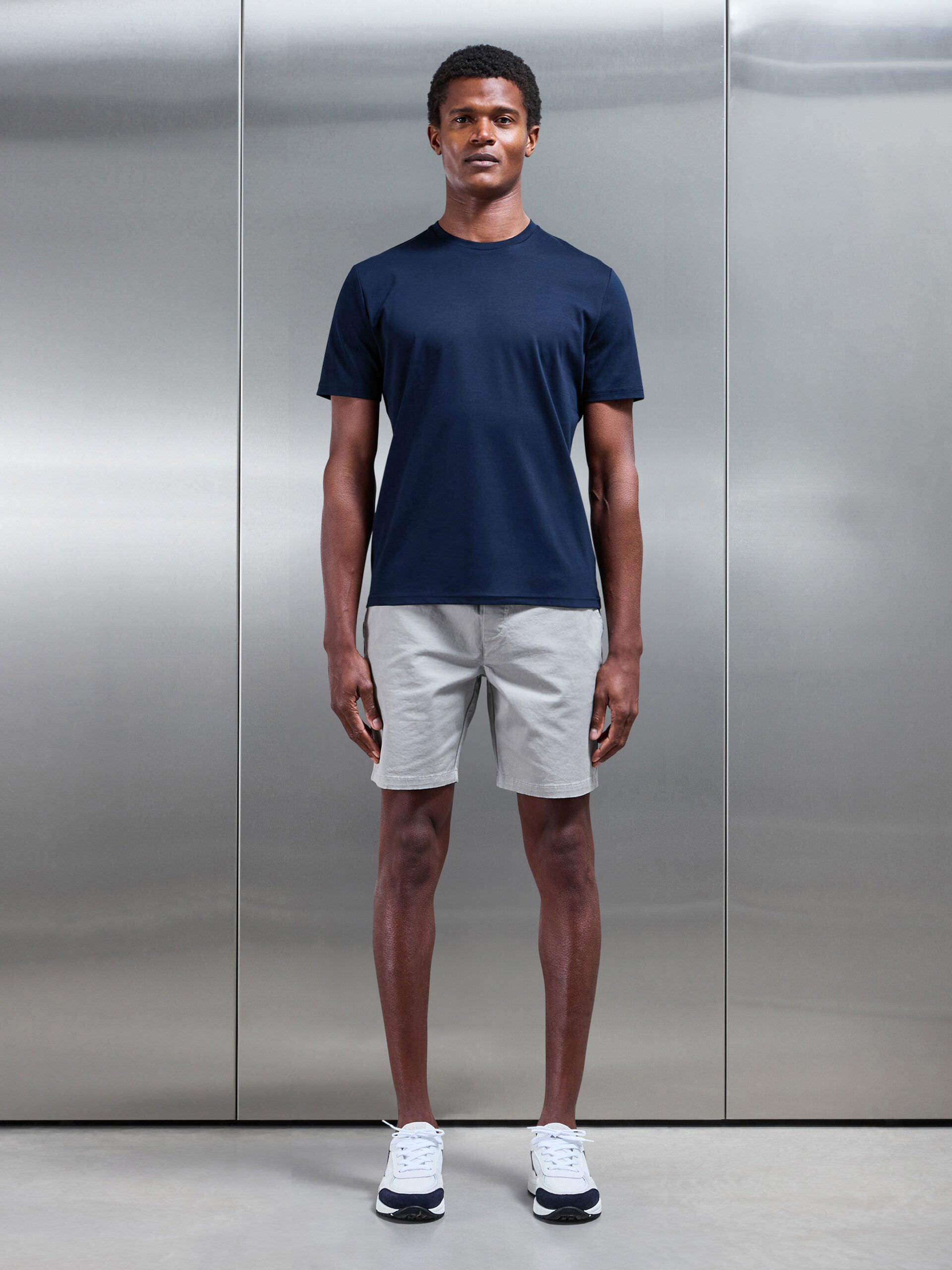 Mens Mercerised Interlock T-Shirt in Navy