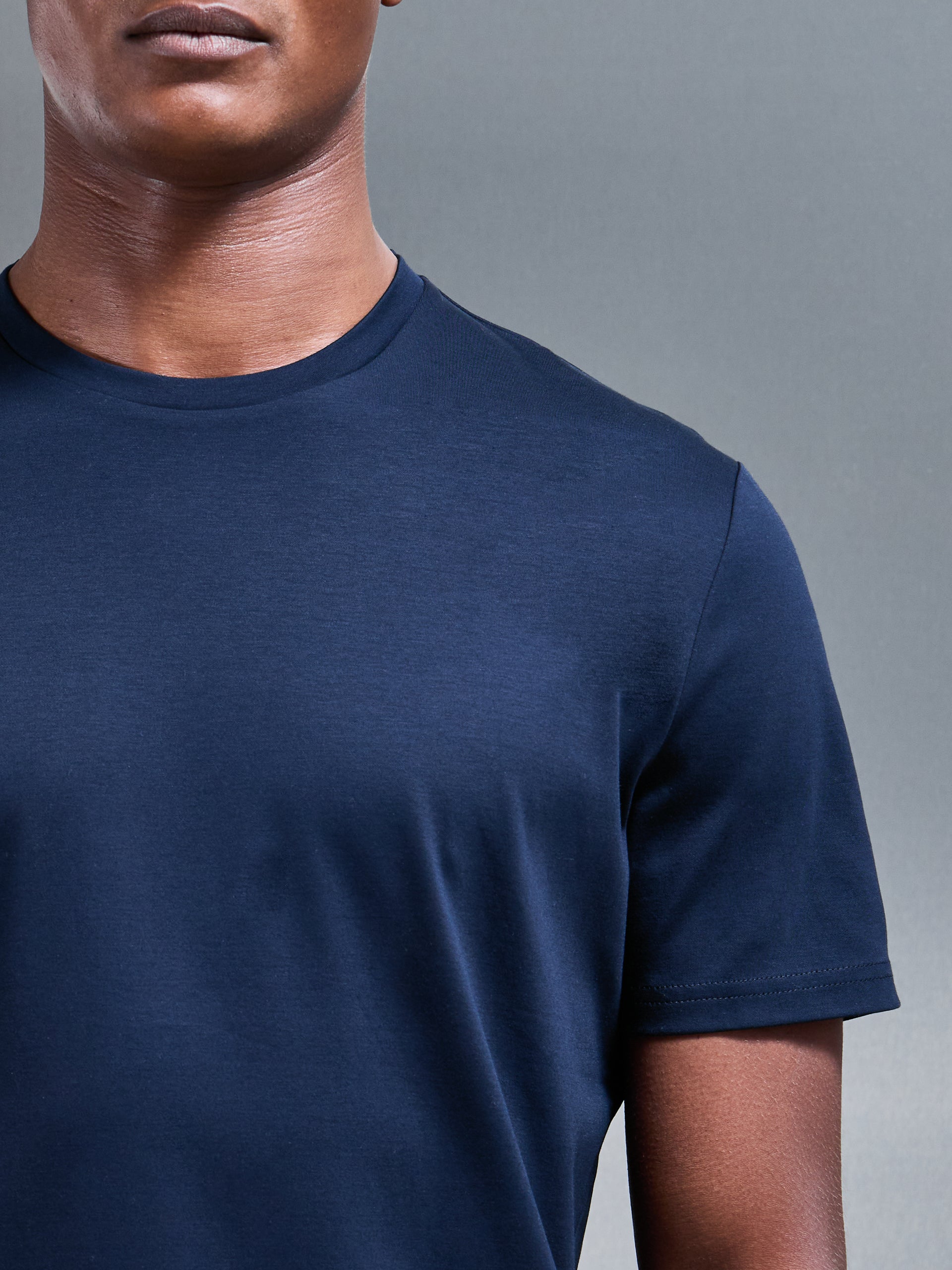 Mens Mercerised Interlock T-Shirt in Navy