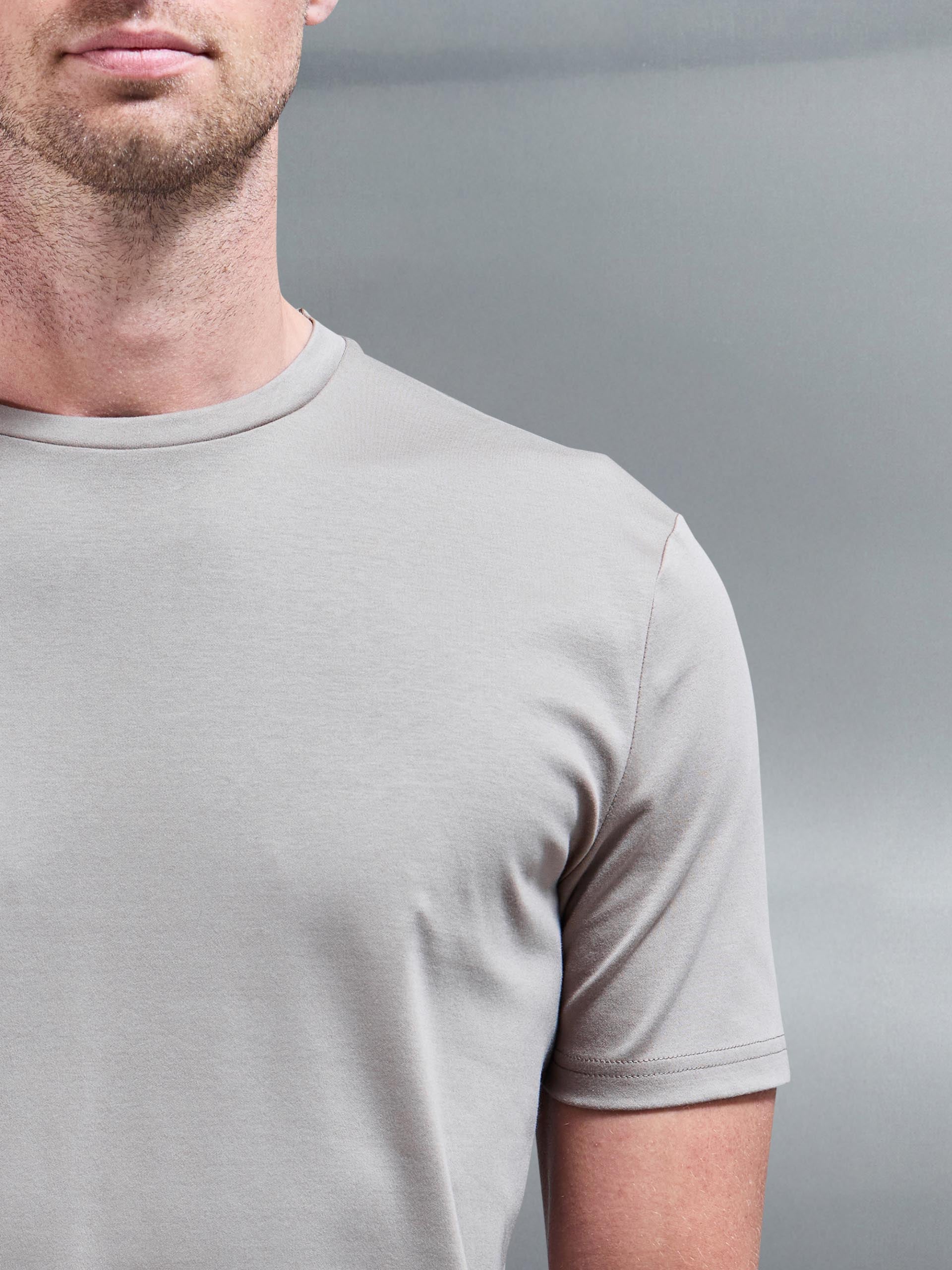 Mens Mercerised Interlock T-Shirt in Taupe