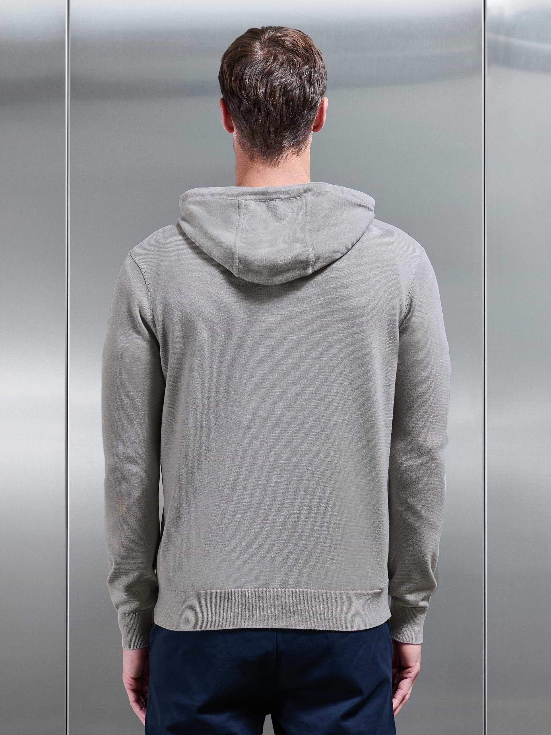 Mercerised Knitted Hoodie in Stone