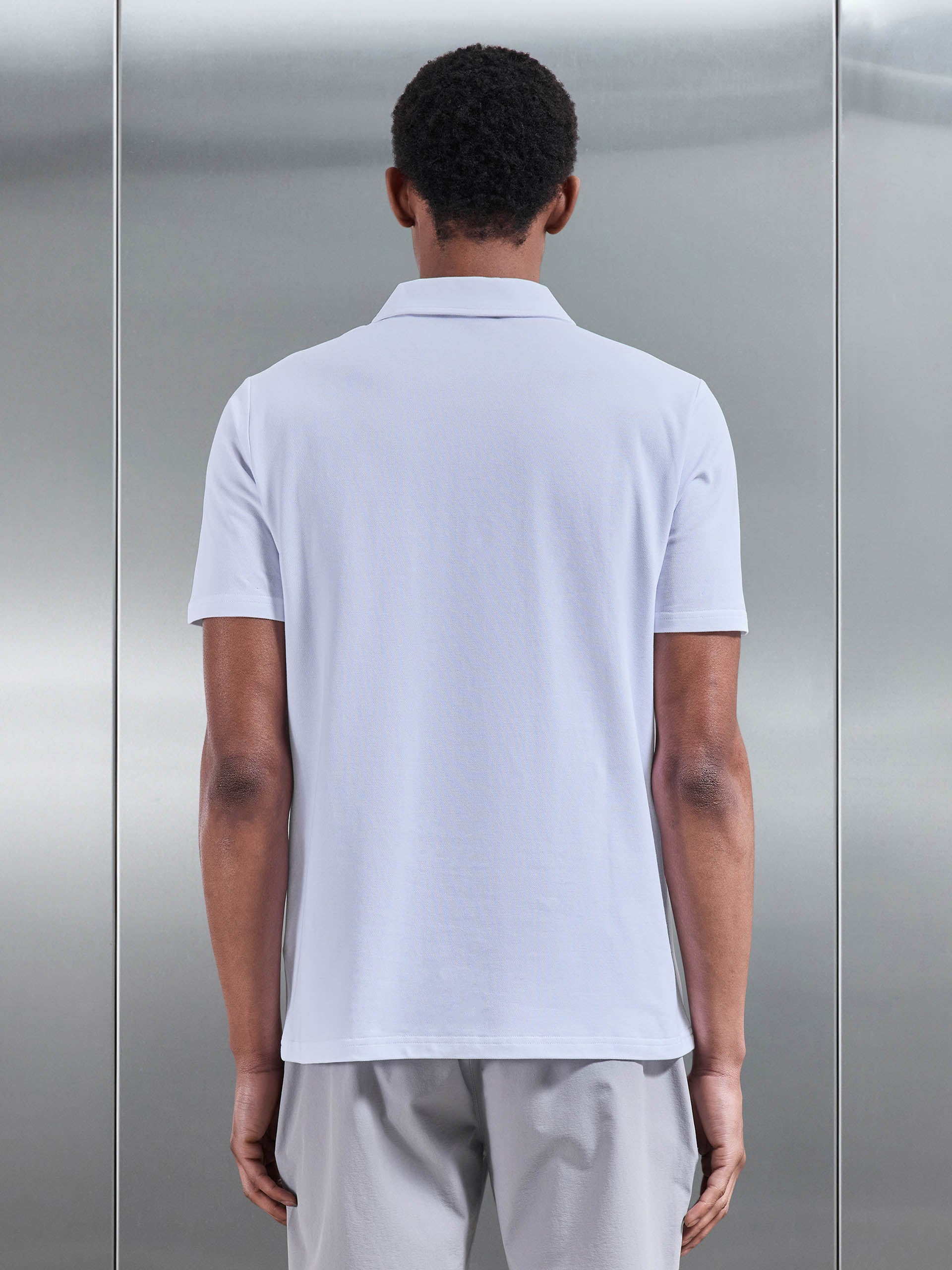 Mens Mercerised Pique Zip Polo Shirt in White