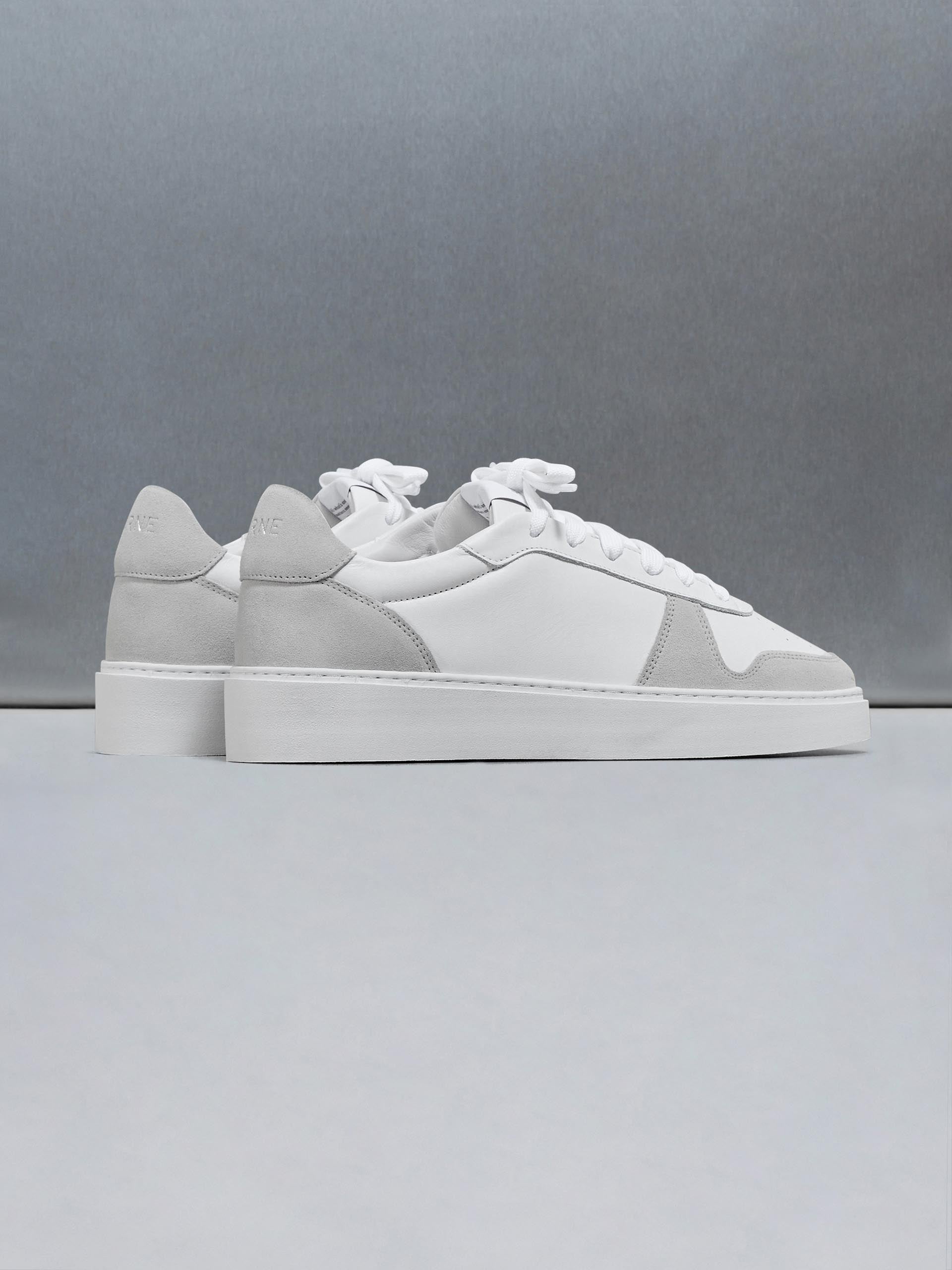 Mens Mid Court Trainer in White Grey