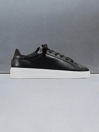 Mens Mid Essential Leather Trainer in Black