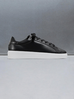 Mens Mid Essential Leather Trainer in Black