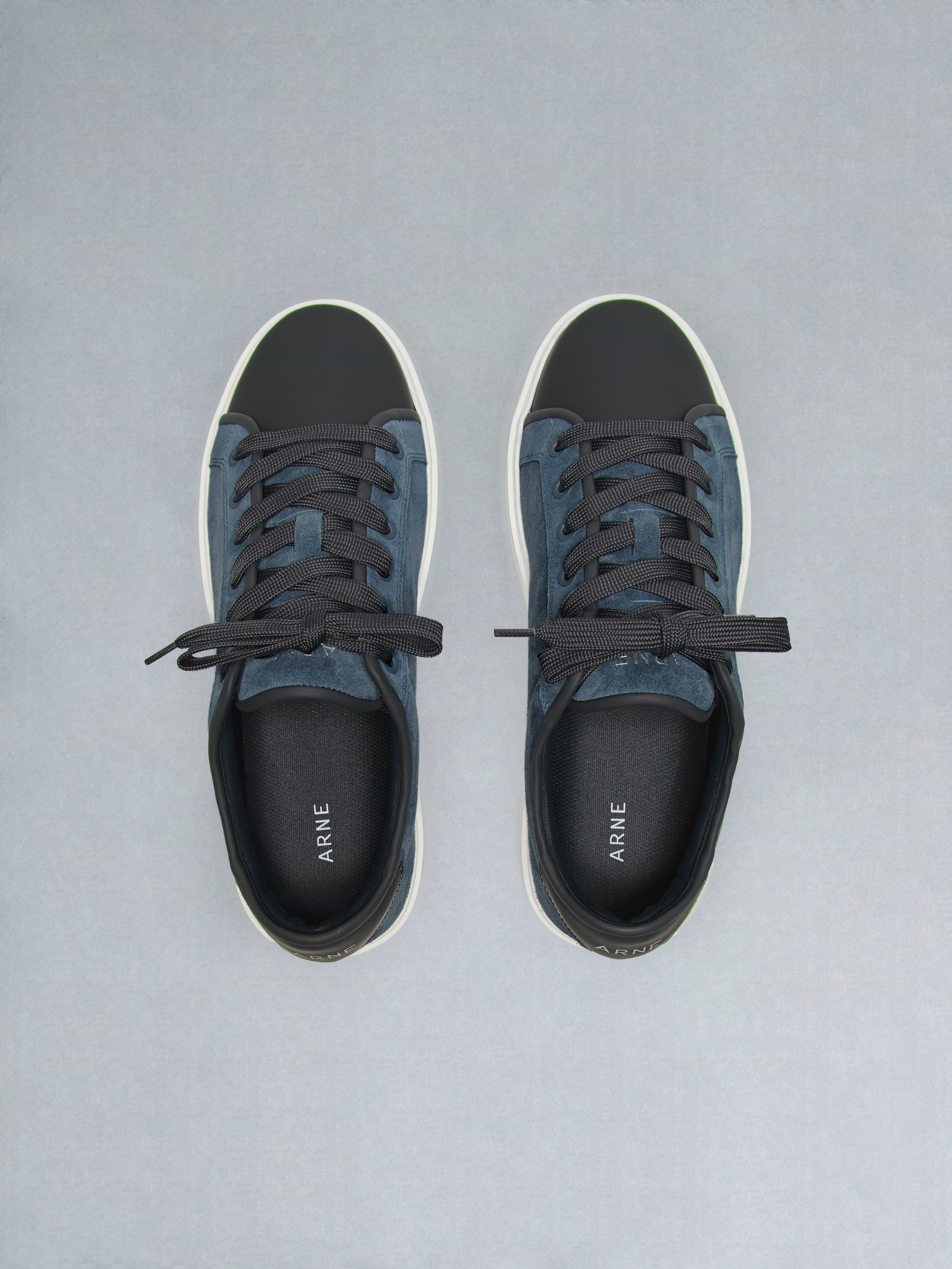 Mid Leather Toe Cap Trainer in Air Force Blue