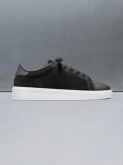 Mens Mid Leather Toe Cap Trainer in Black