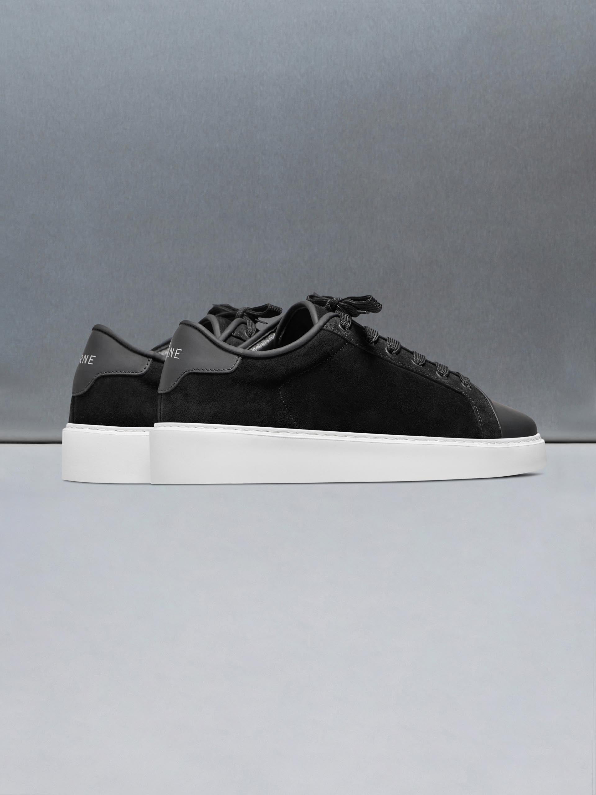 Mens Mid Leather Toe Cap Trainer in Black