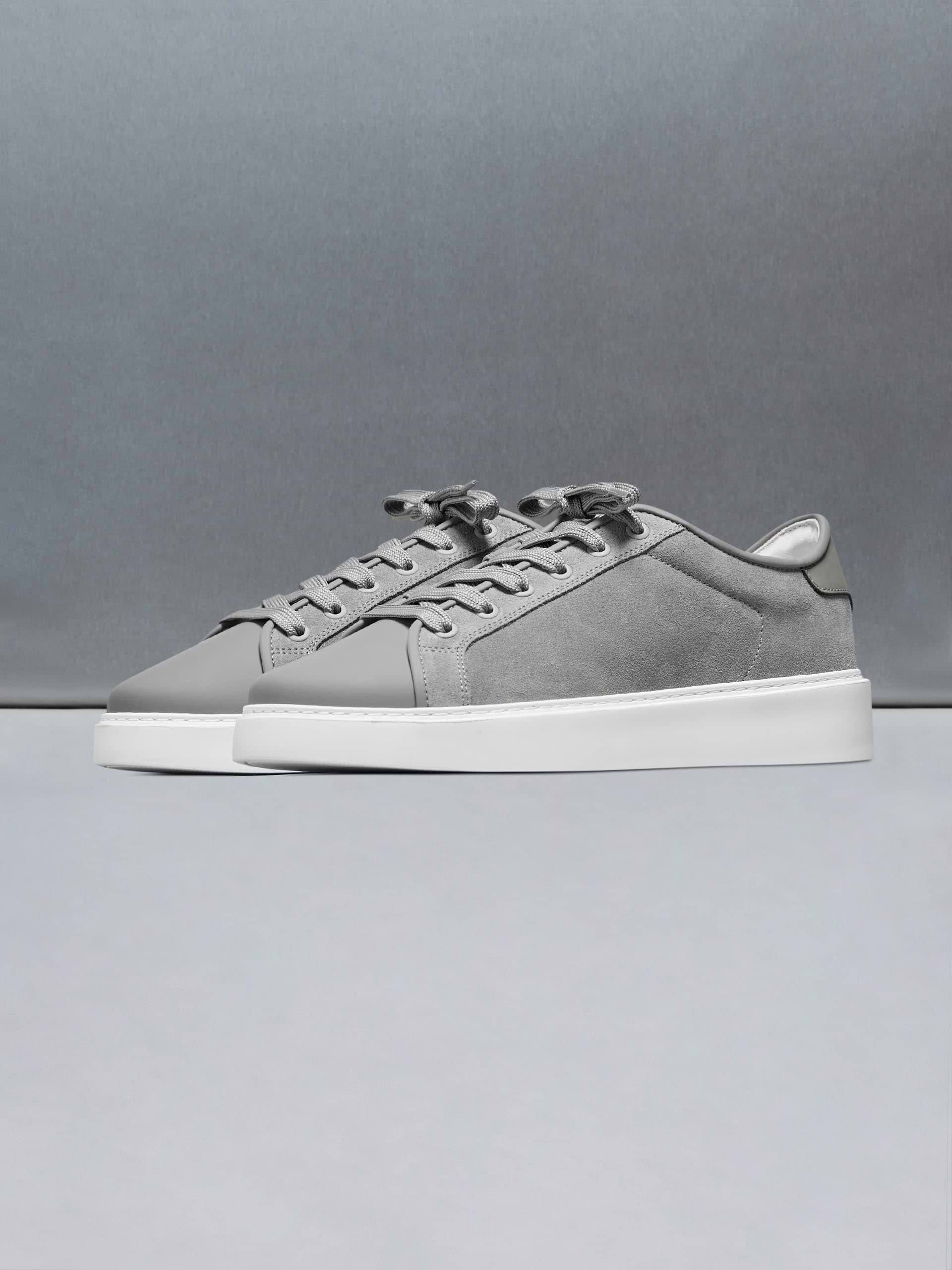 Mid Leather Toe Cap Trainer in Grey